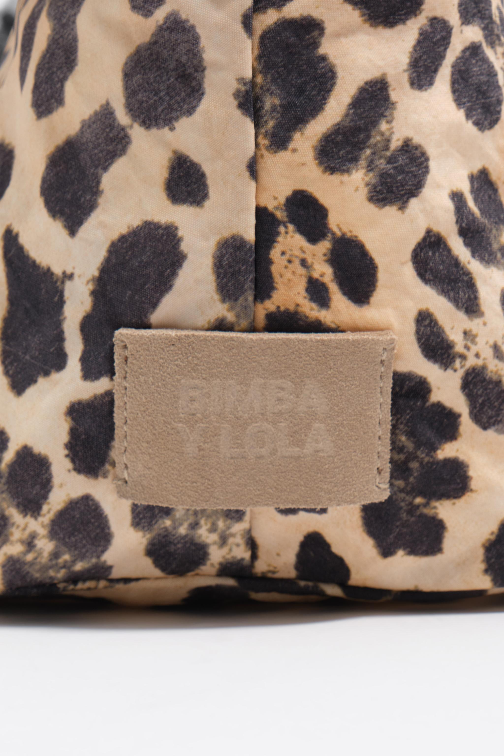 Mala de Mão Mini com Estampado de Leopardo Castanho-4