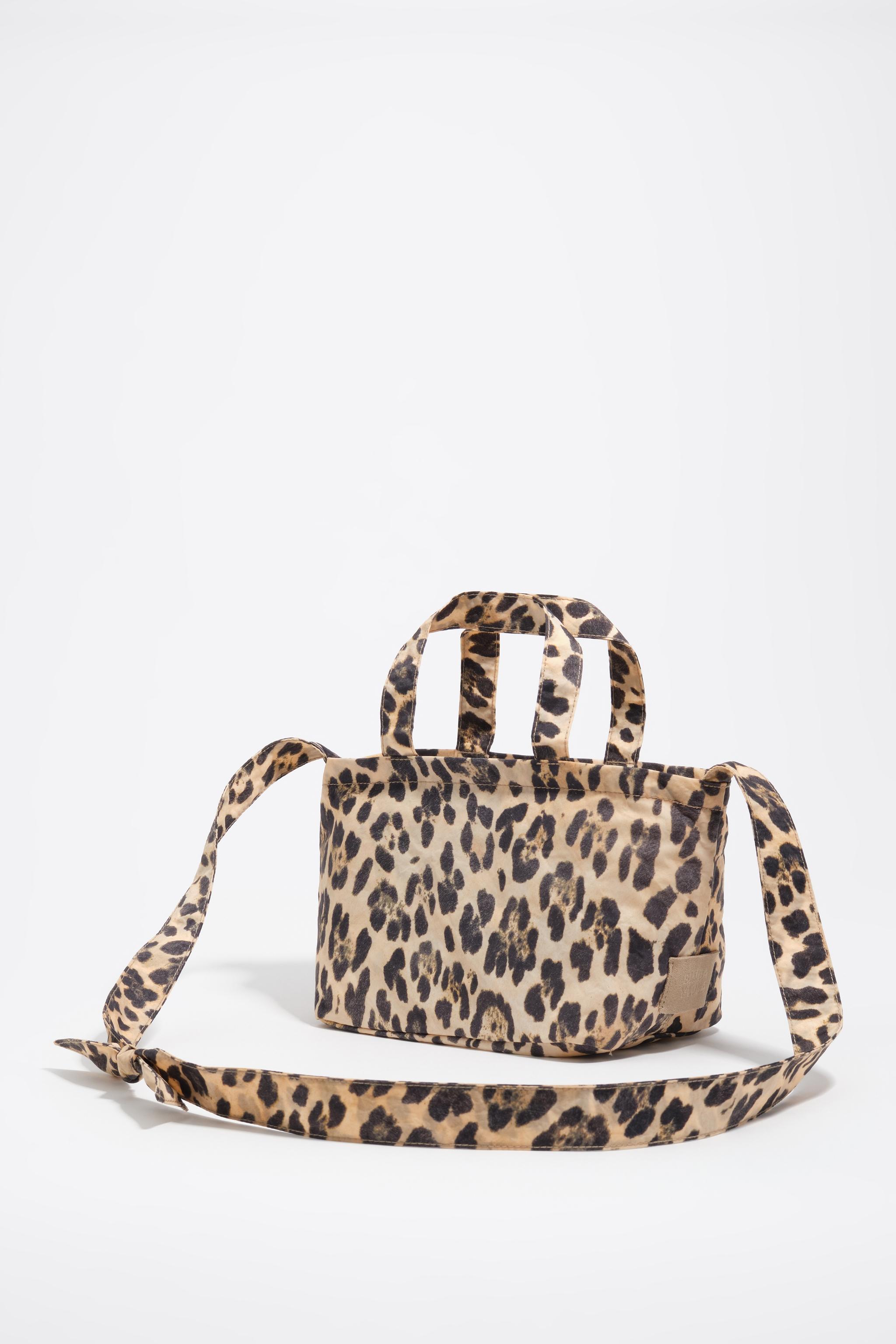 Mala de Mão Mini com Estampado de Leopardo Castanho-5