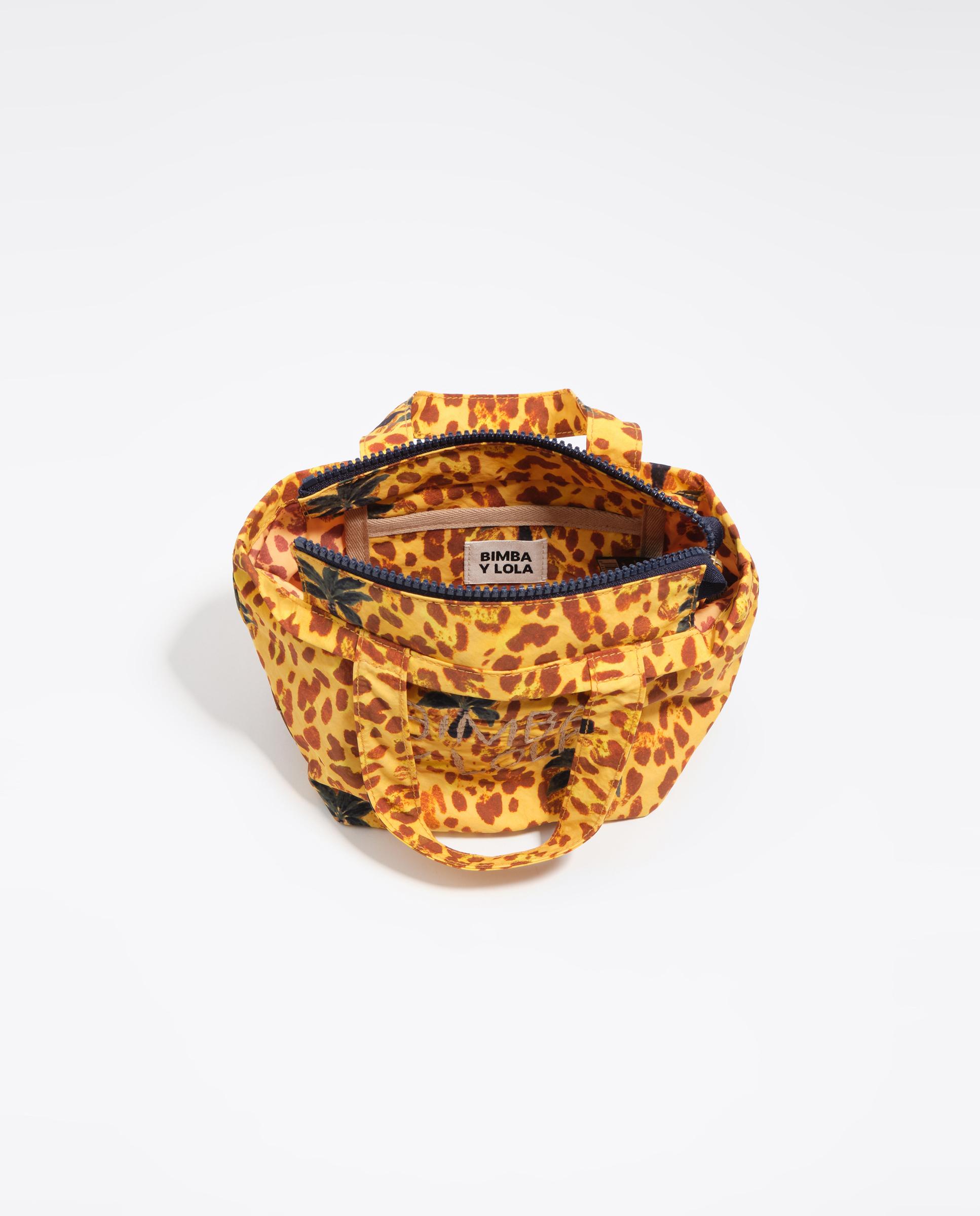 Mala Mini de Nylon Leopard Palms Amarelo-5