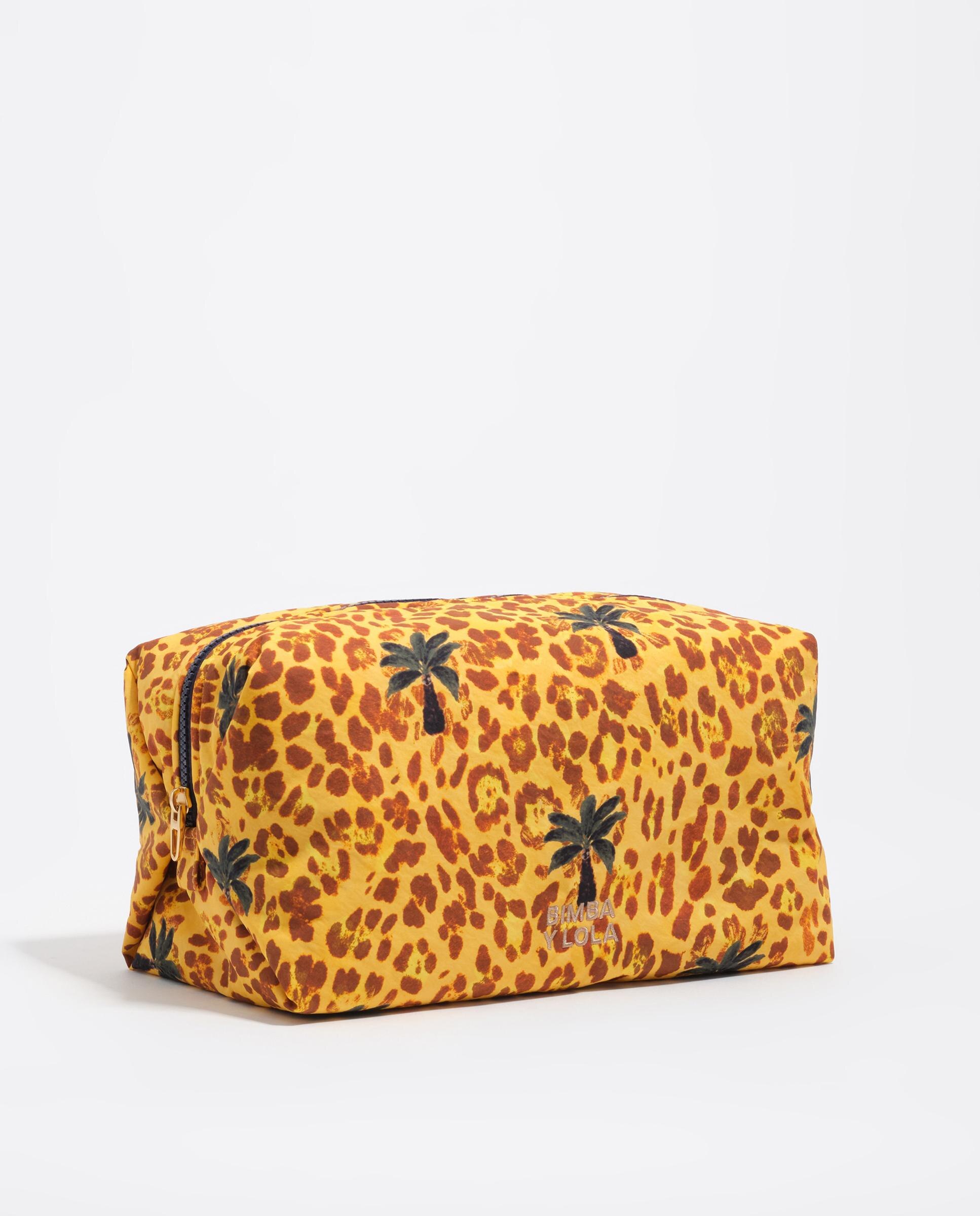 Necessaire Grande em Nylon Leopard Palms Amarelo-2