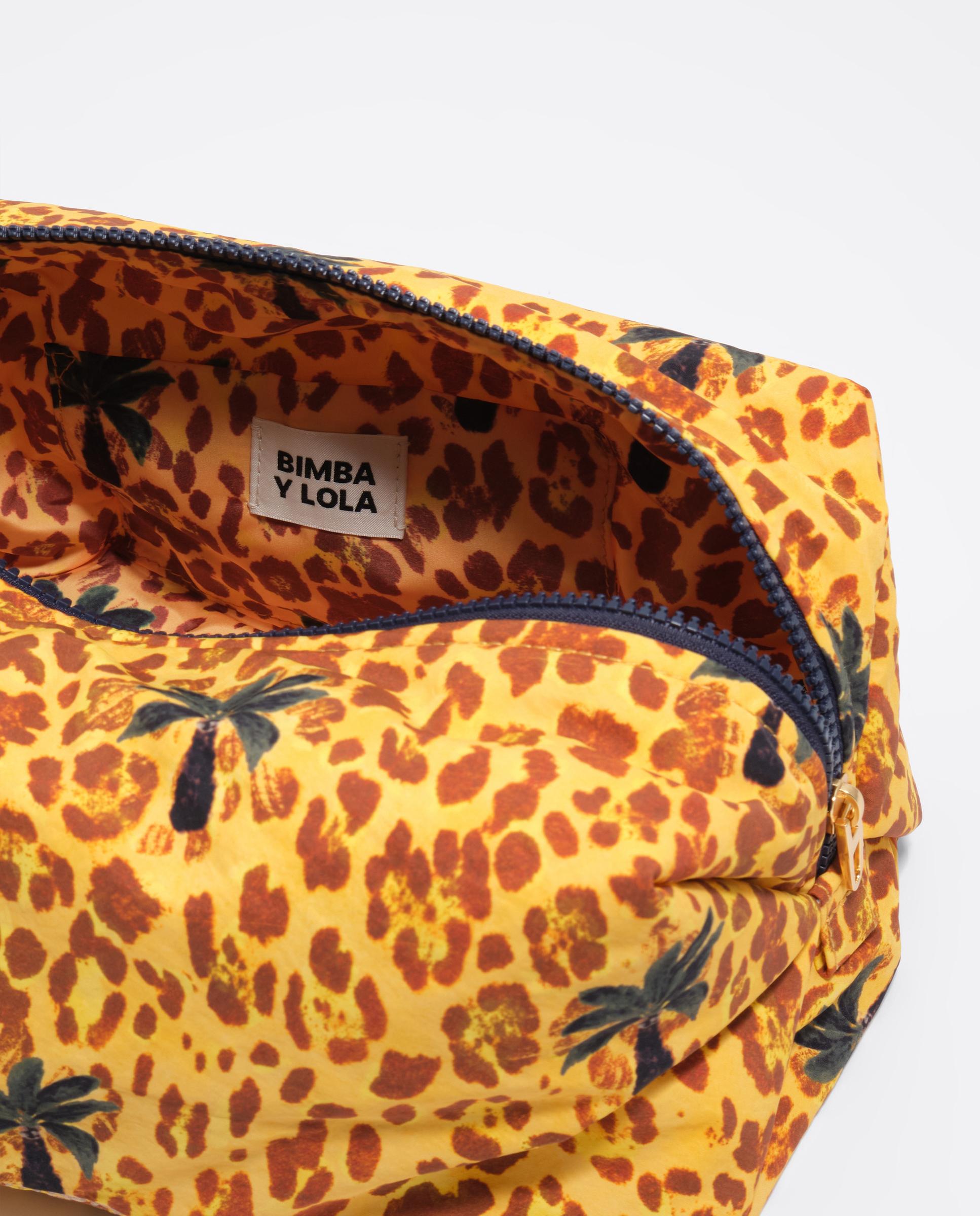 Necessaire Grande em Nylon Leopard Palms Amarelo-4