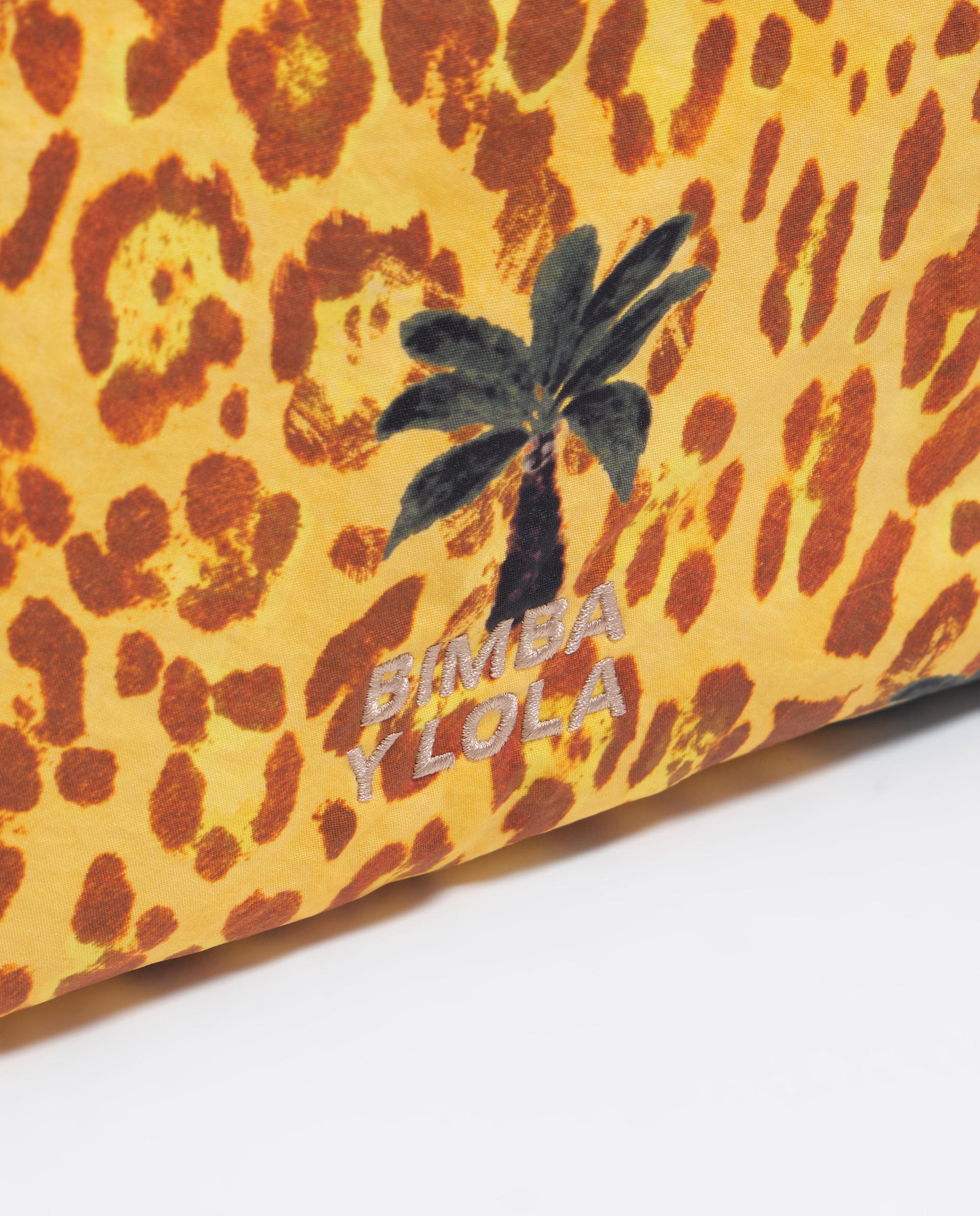 Necessaire Grande em Nylon Leopard Palms Amarelo-5