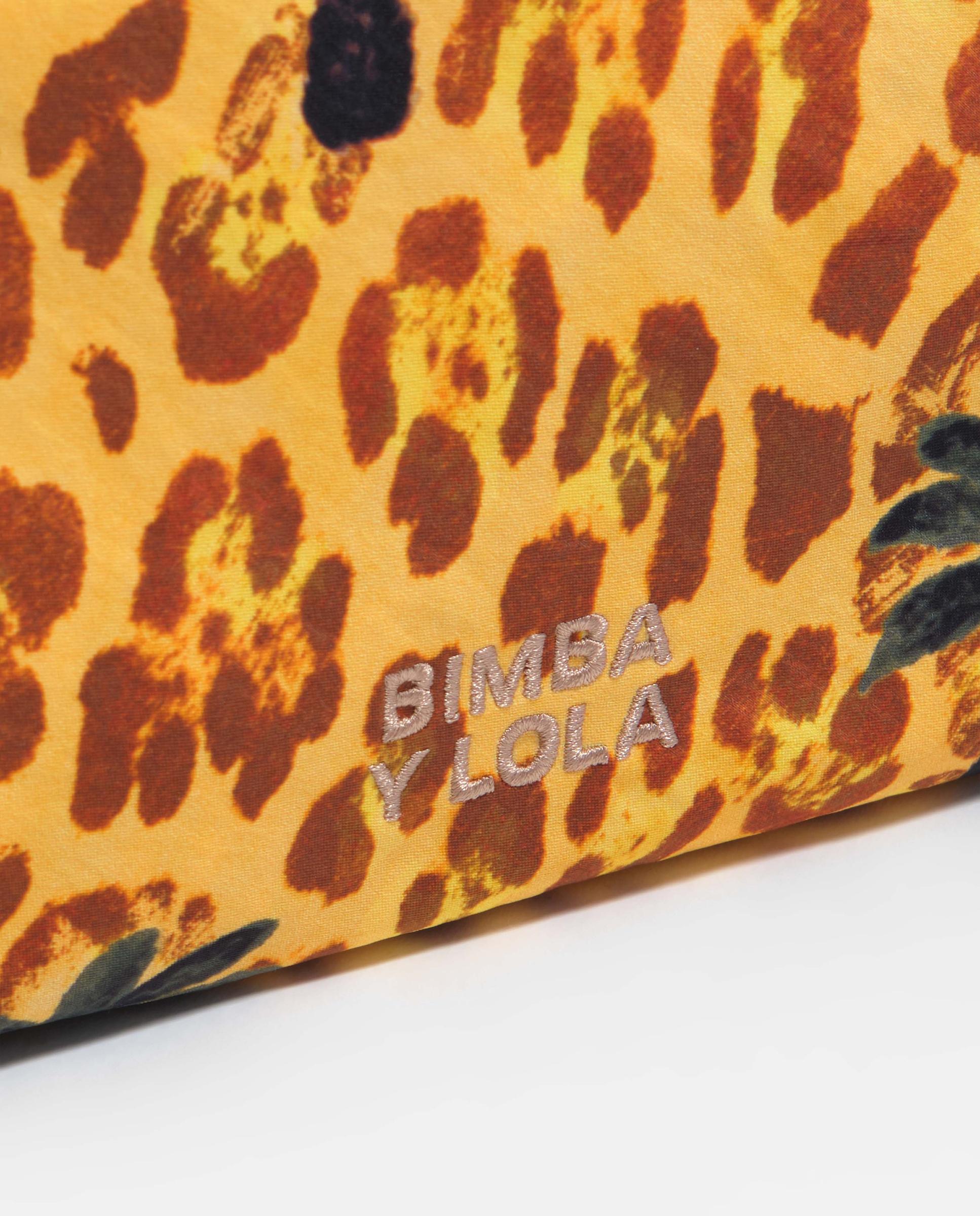 Necessaire Pequeno de Nylon Leopard Palms Amarelo-3