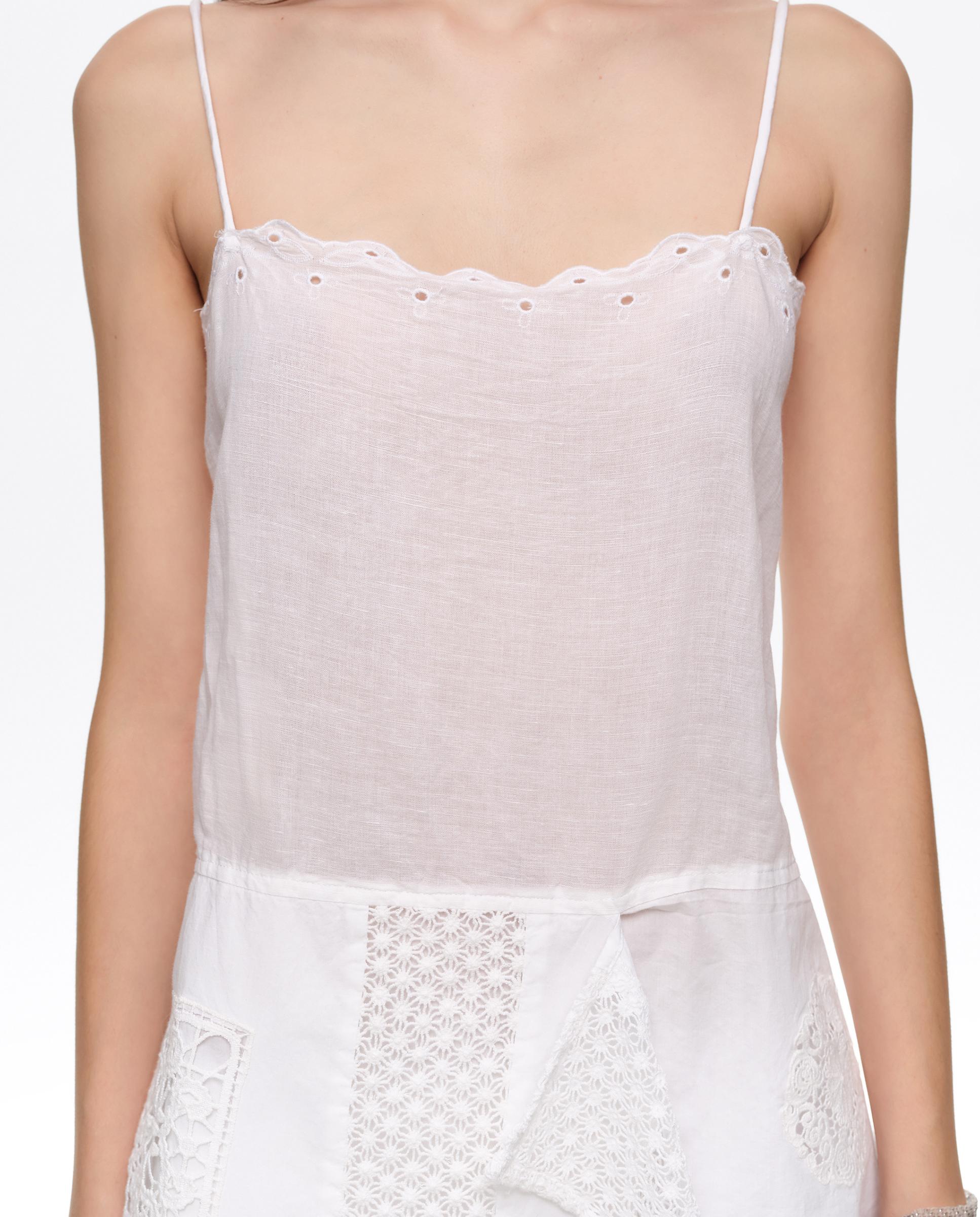 Top de Alças com Lenços Irregulares Bordados Branco-3