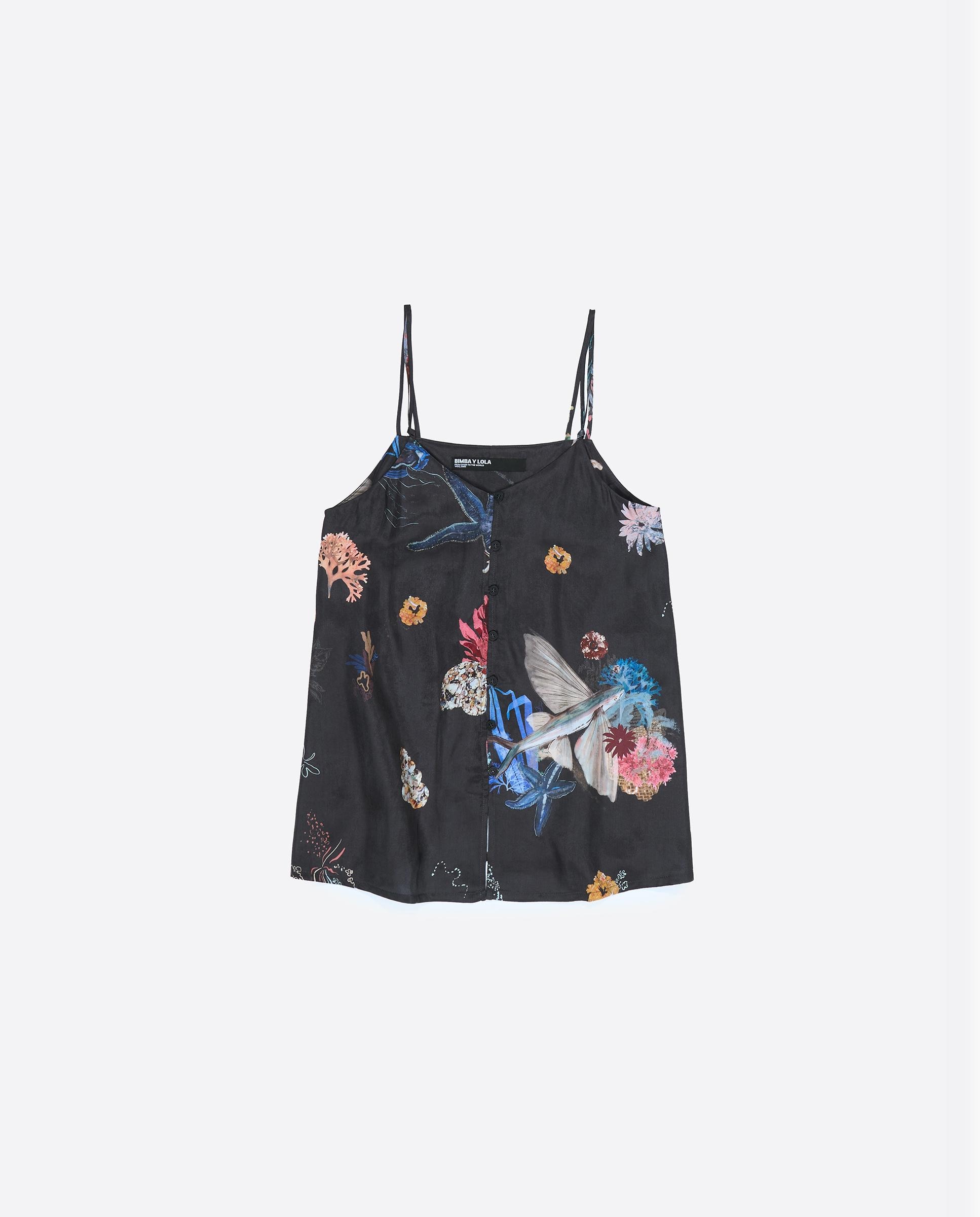 Top Fluido com Estampados Preto-5