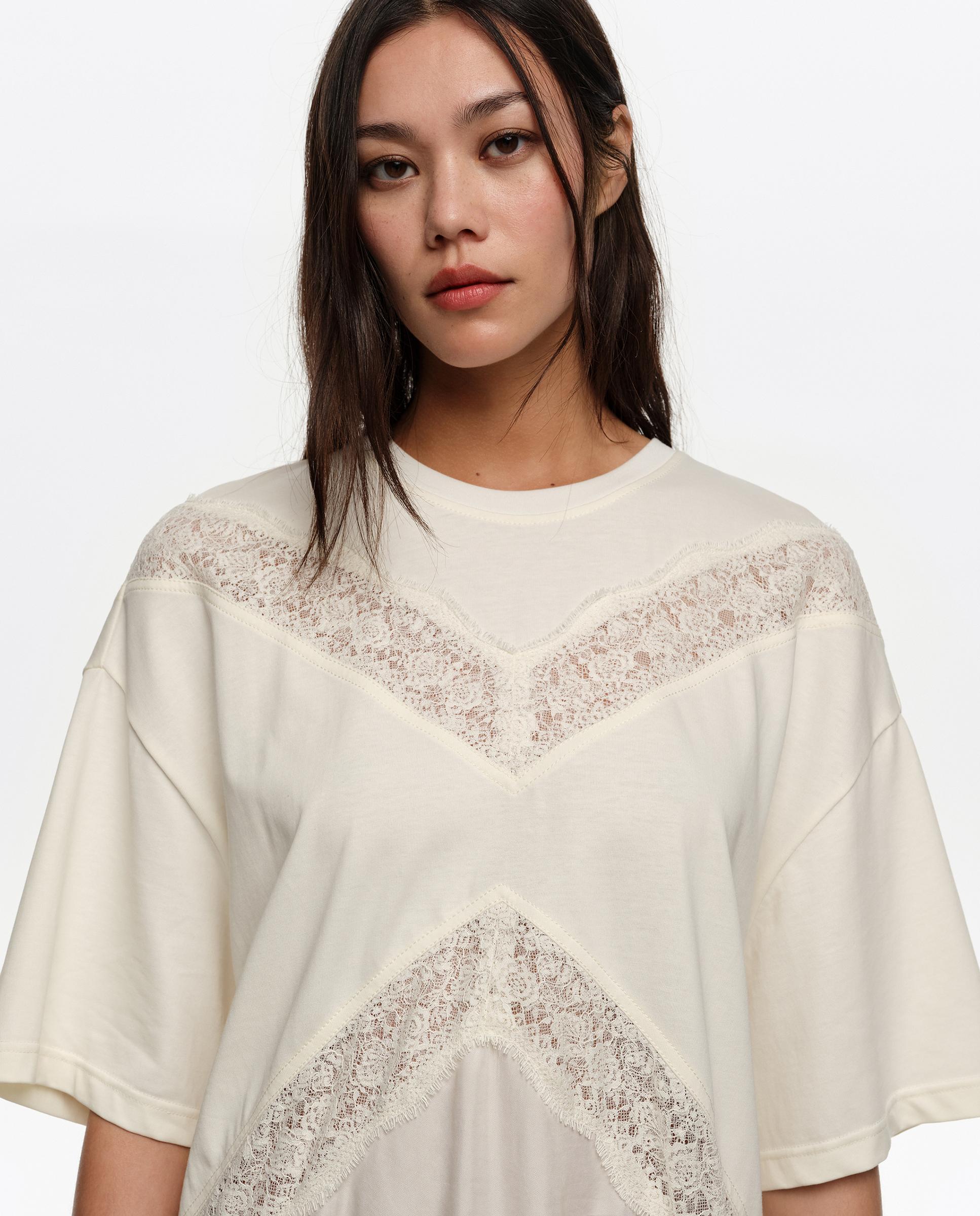 Vestido Comprido Bimaterial Rendas Marfim-2