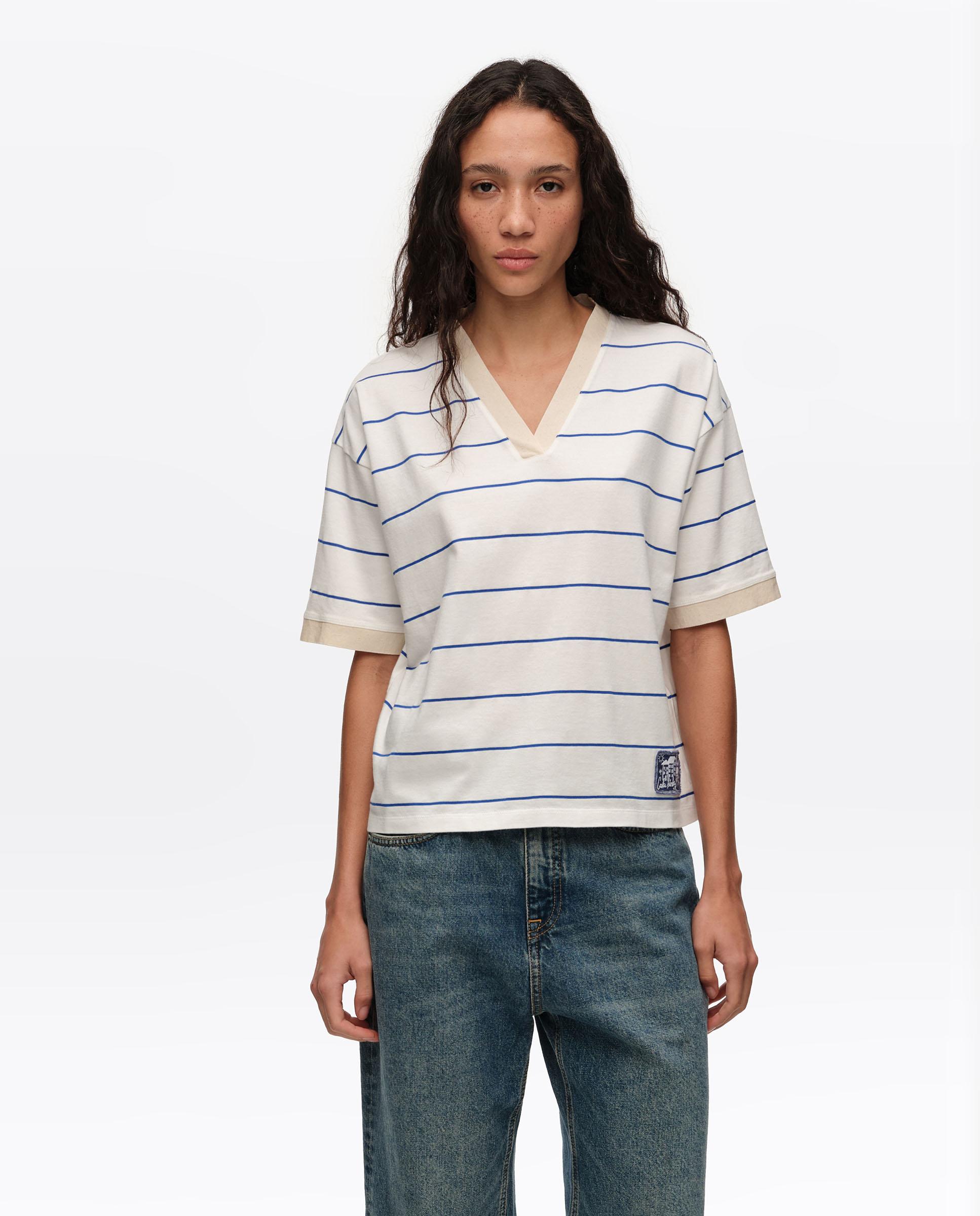 Imagem 0 de T-shirt com Tira de Algodão Às Riscas