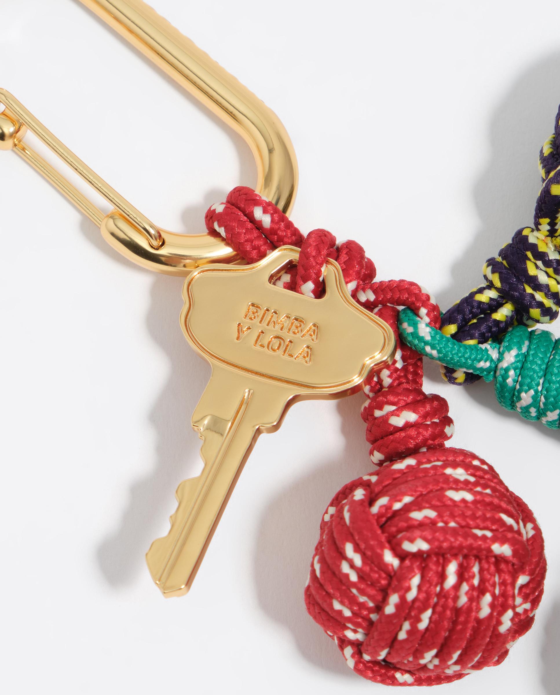 Porta-chaves com Bolas Entrançadas de Cordão Multicolor-3