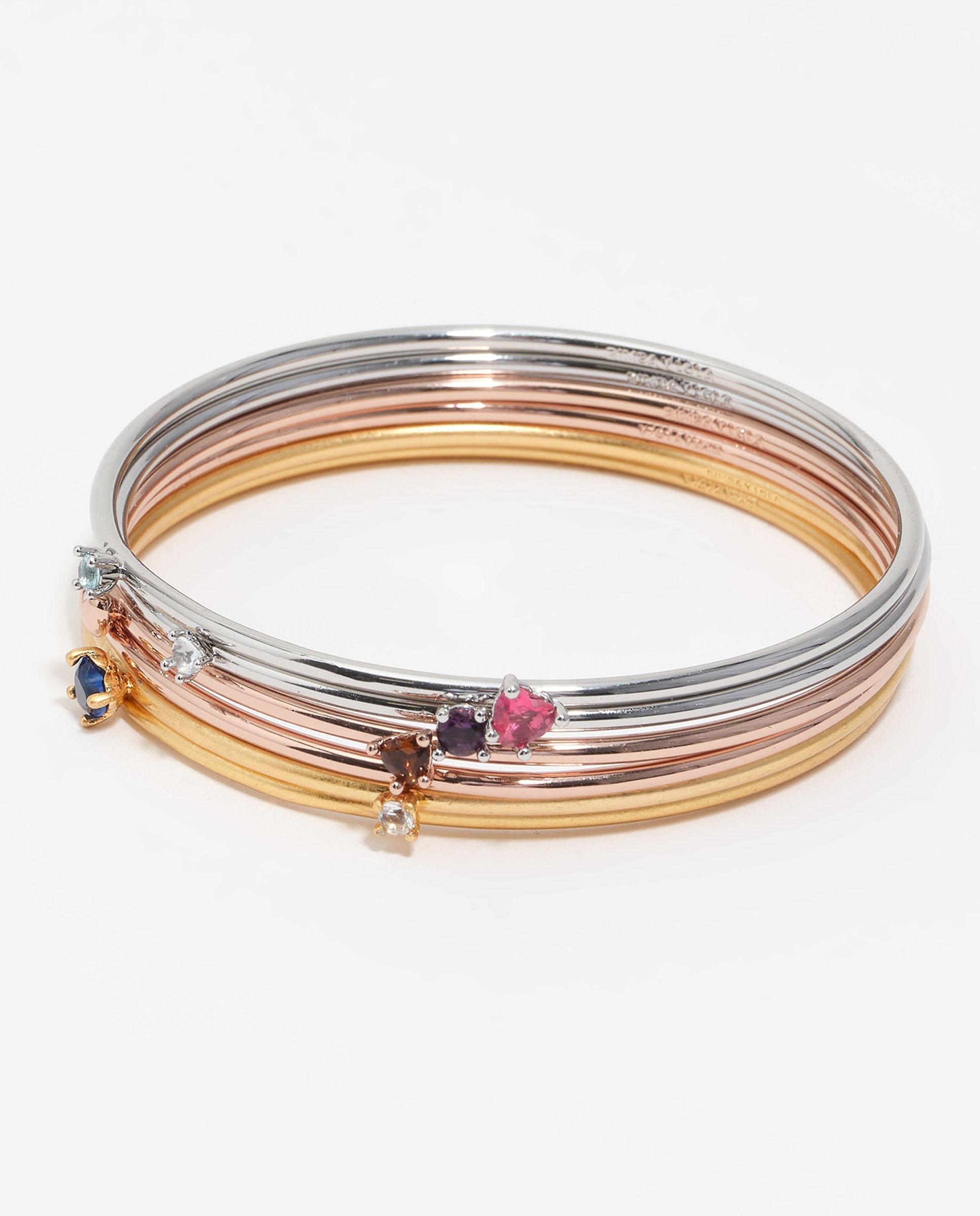 Set Pulseiras Cristal Coração Tricolor Dourado-1