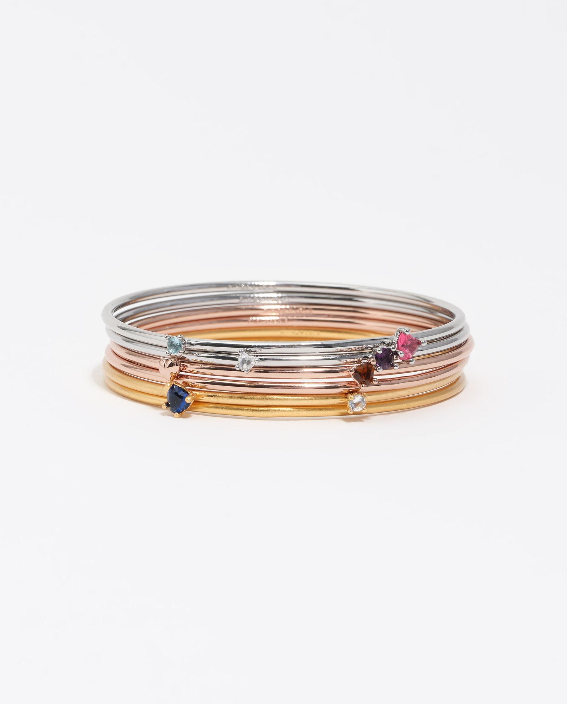 Set Pulseiras Cristal Coração Tricolor Dourado-2