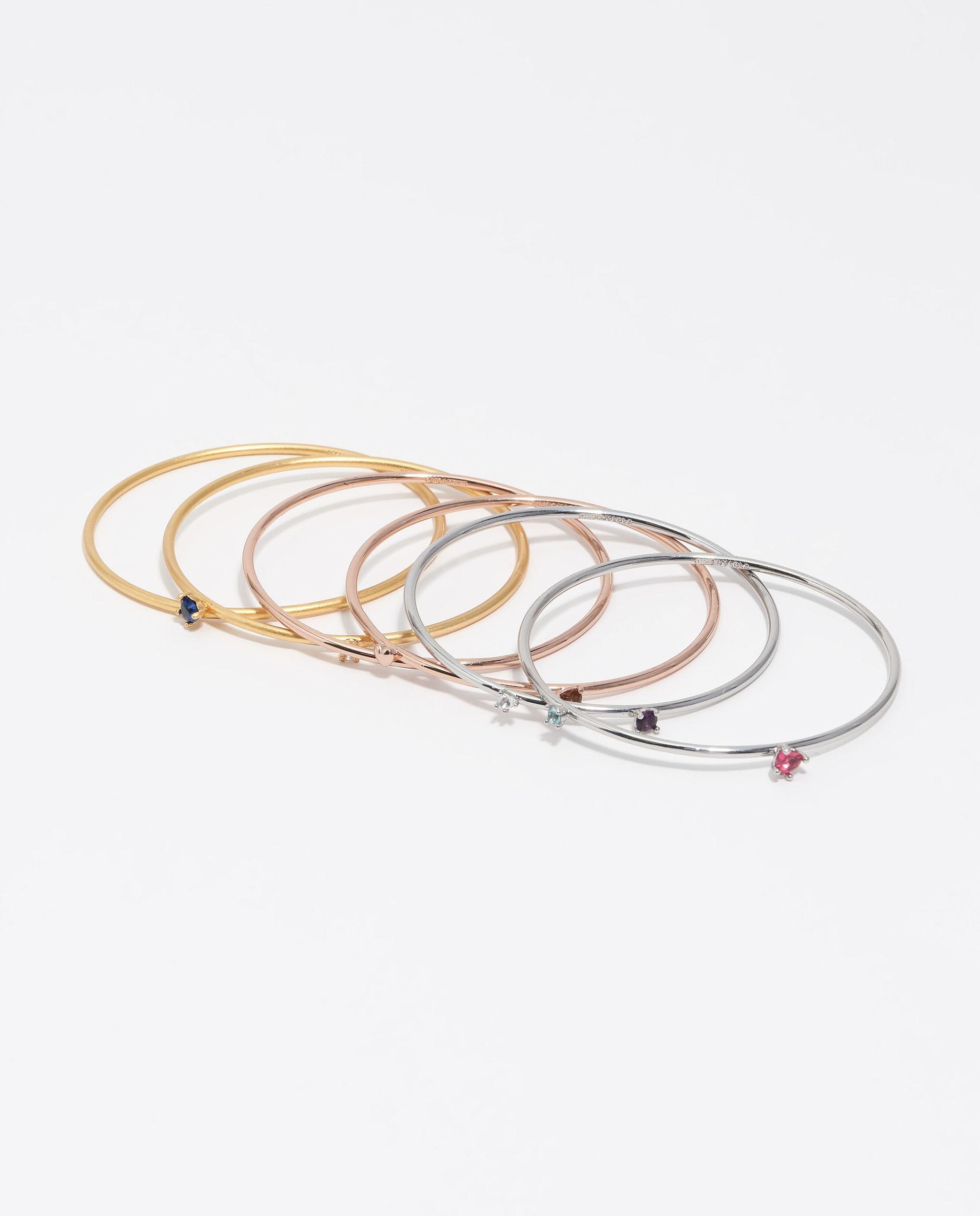 Set Pulseiras Cristal Coração Tricolor Dourado-3
