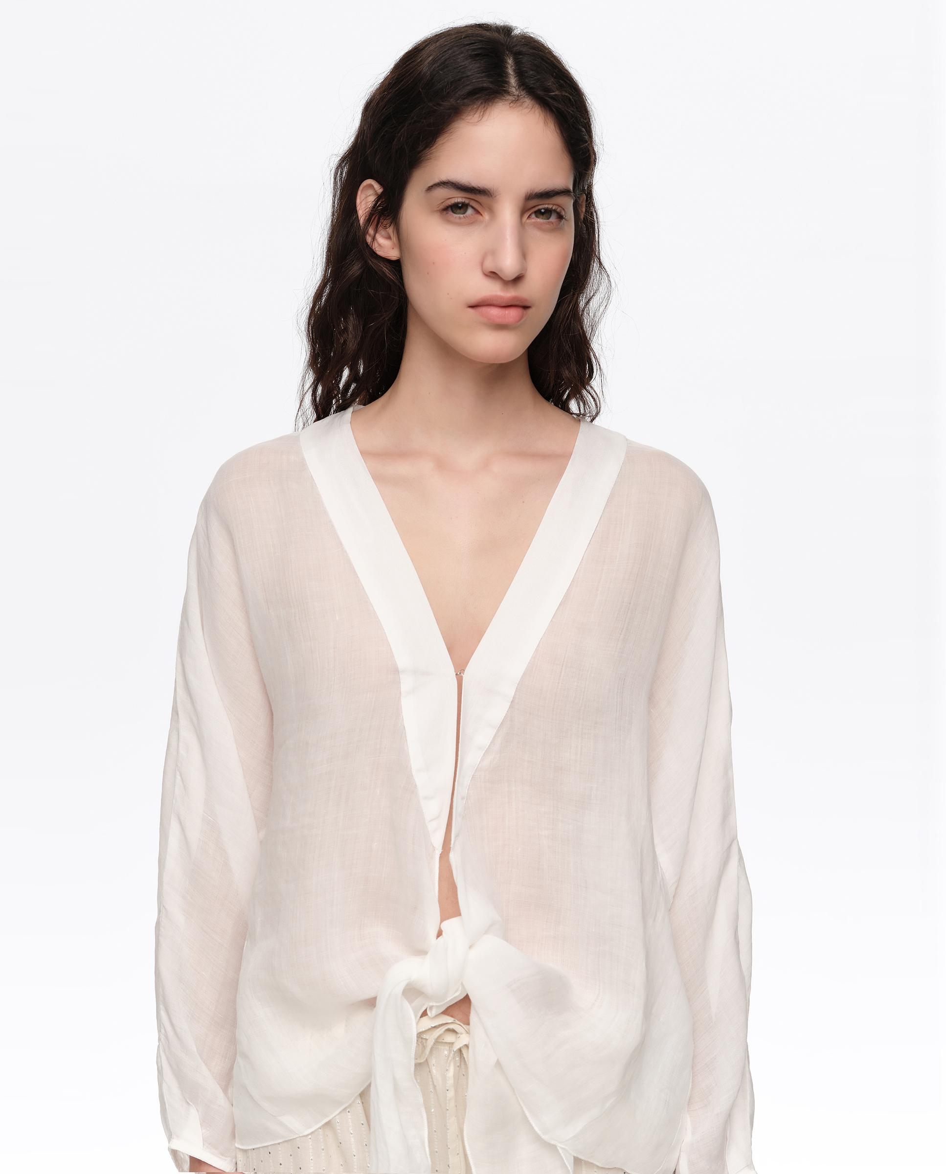 Camisa Capa Maxi com Laçada Branco-2