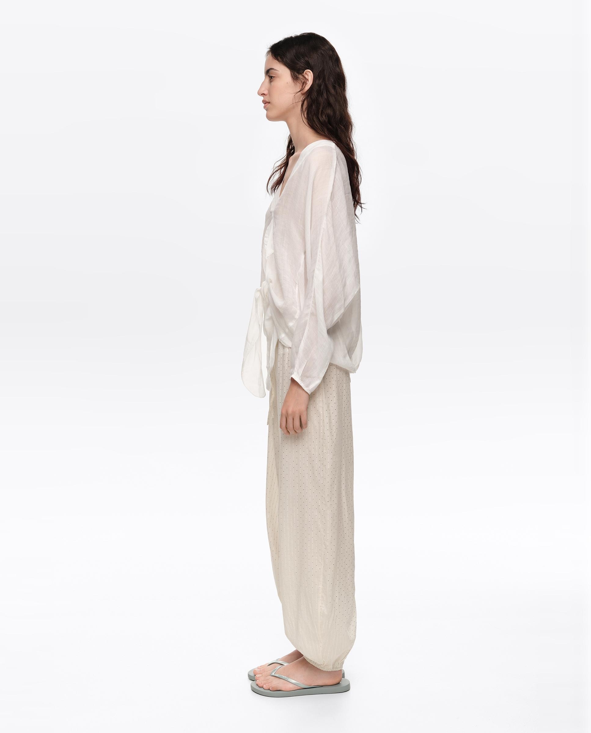Camisa Capa Maxi com Laçada Branco-3
