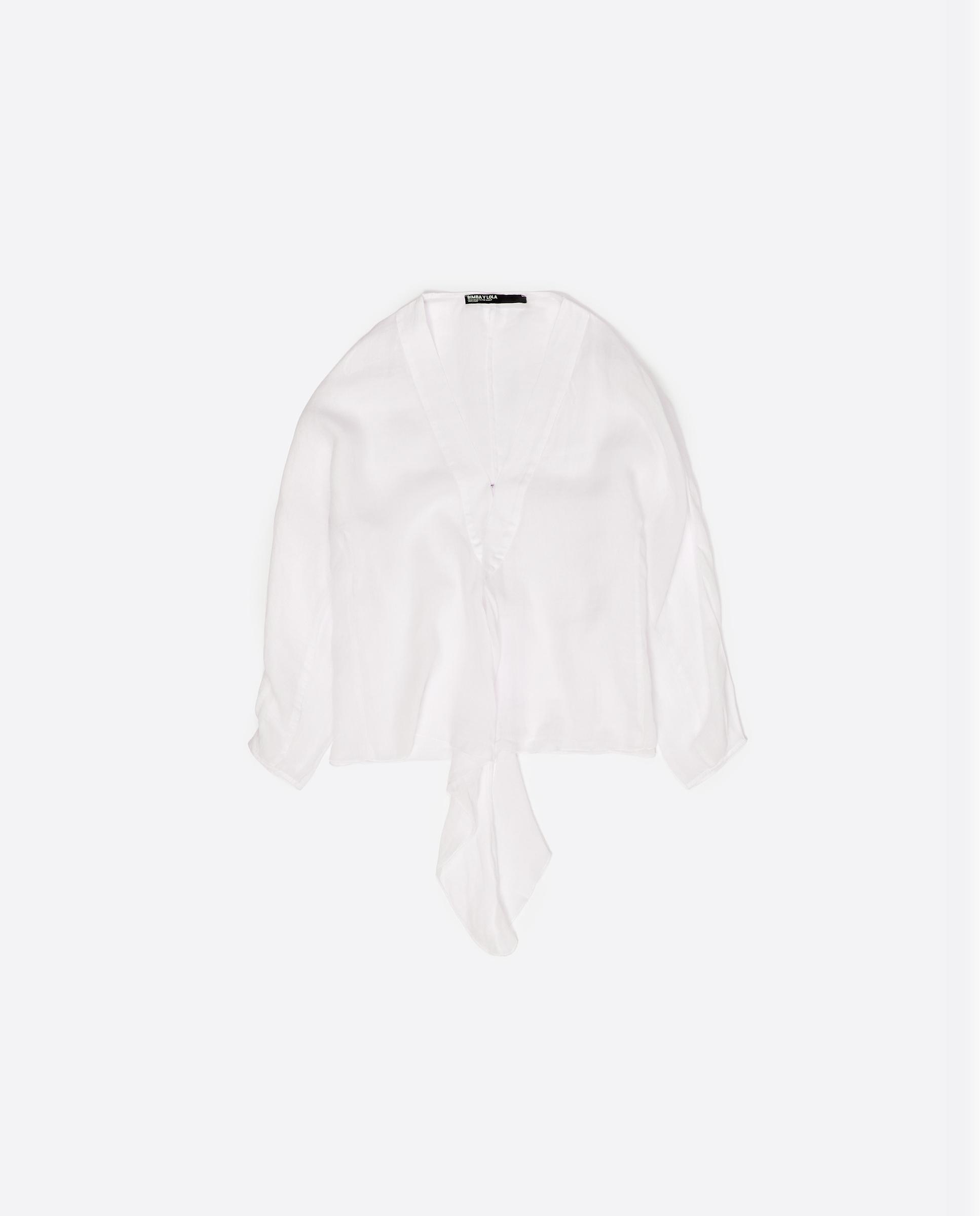 Camisa Capa Maxi com Laçada Branco-5