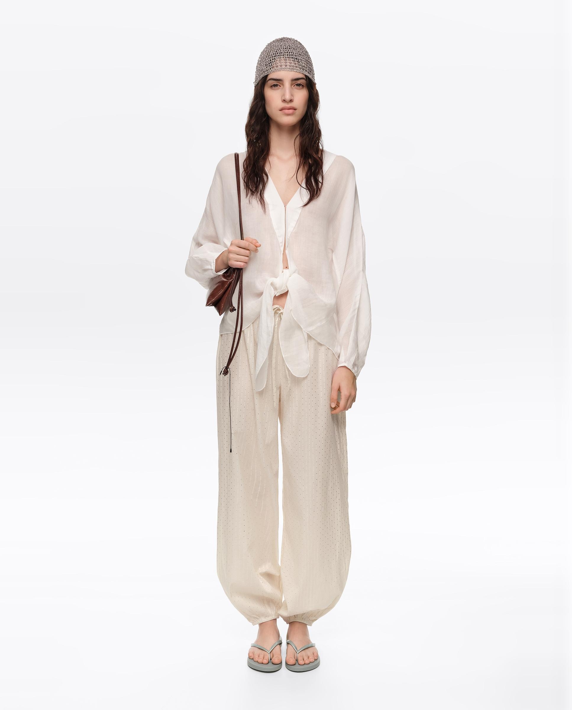 Camisa Capa Maxi com Laçada Branco-6