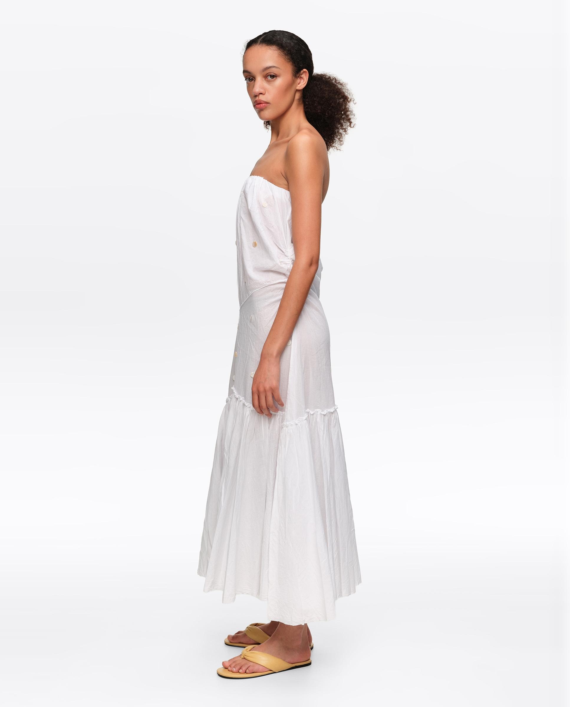 Vestido Midi Palavra de Honra Franzido Branco-4