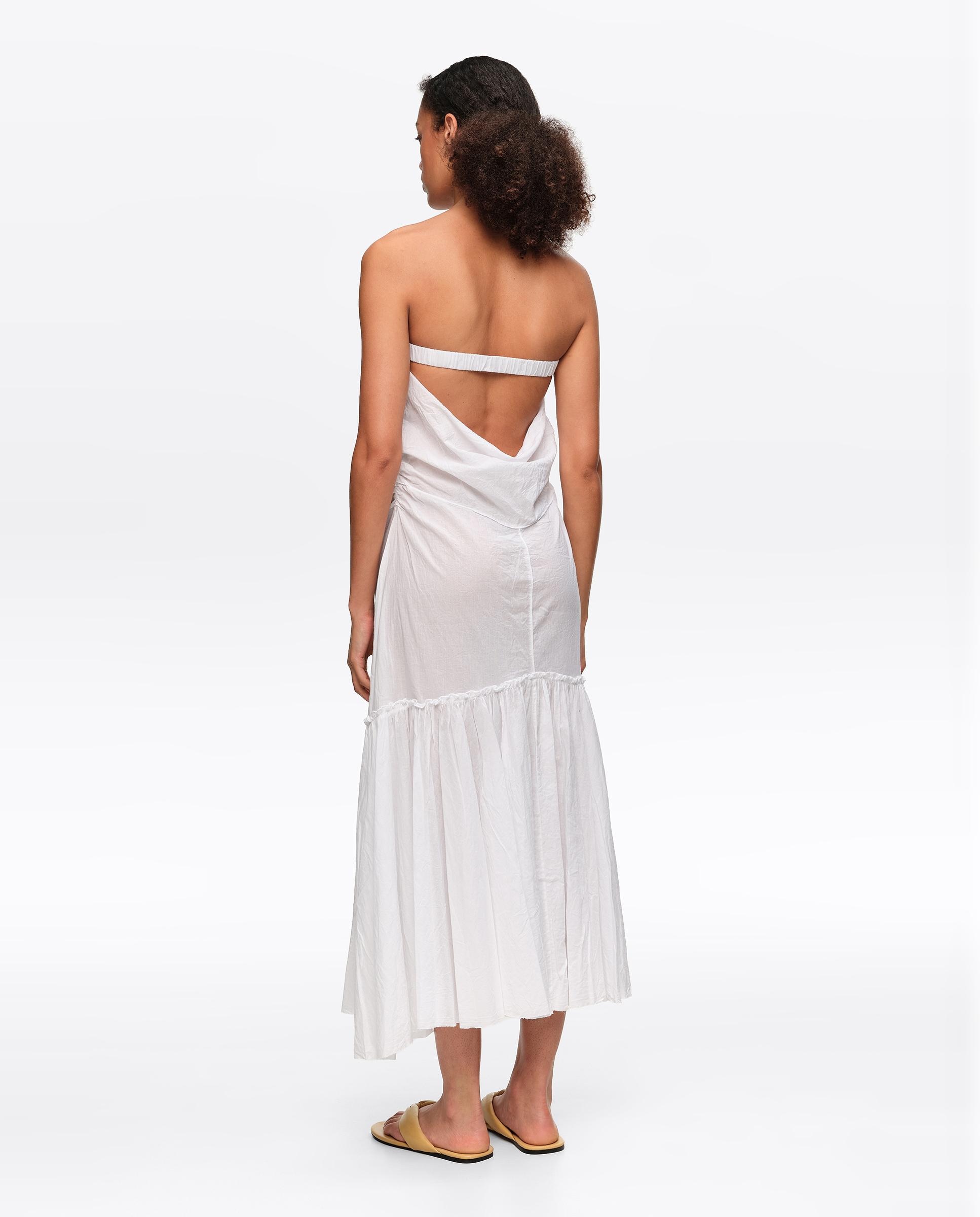 Vestido Midi Palavra de Honra Franzido Branco-5