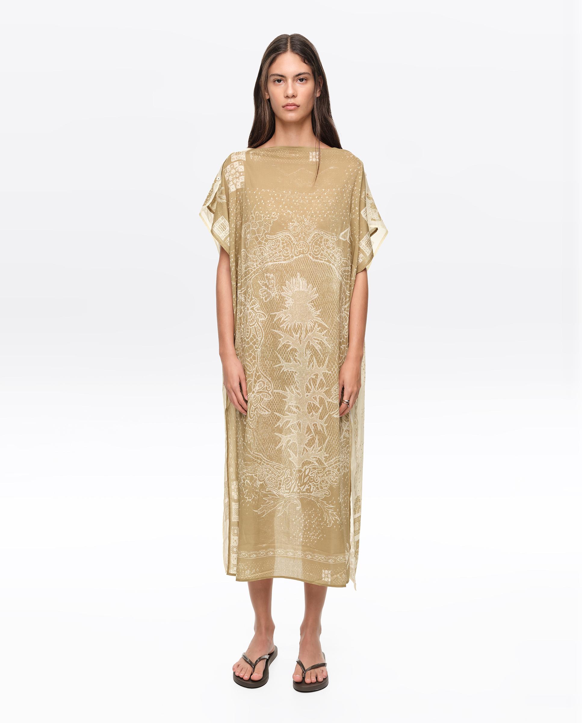 Imagem 0 de Vestido Midi com Corte Quadrado e Botões Laterais