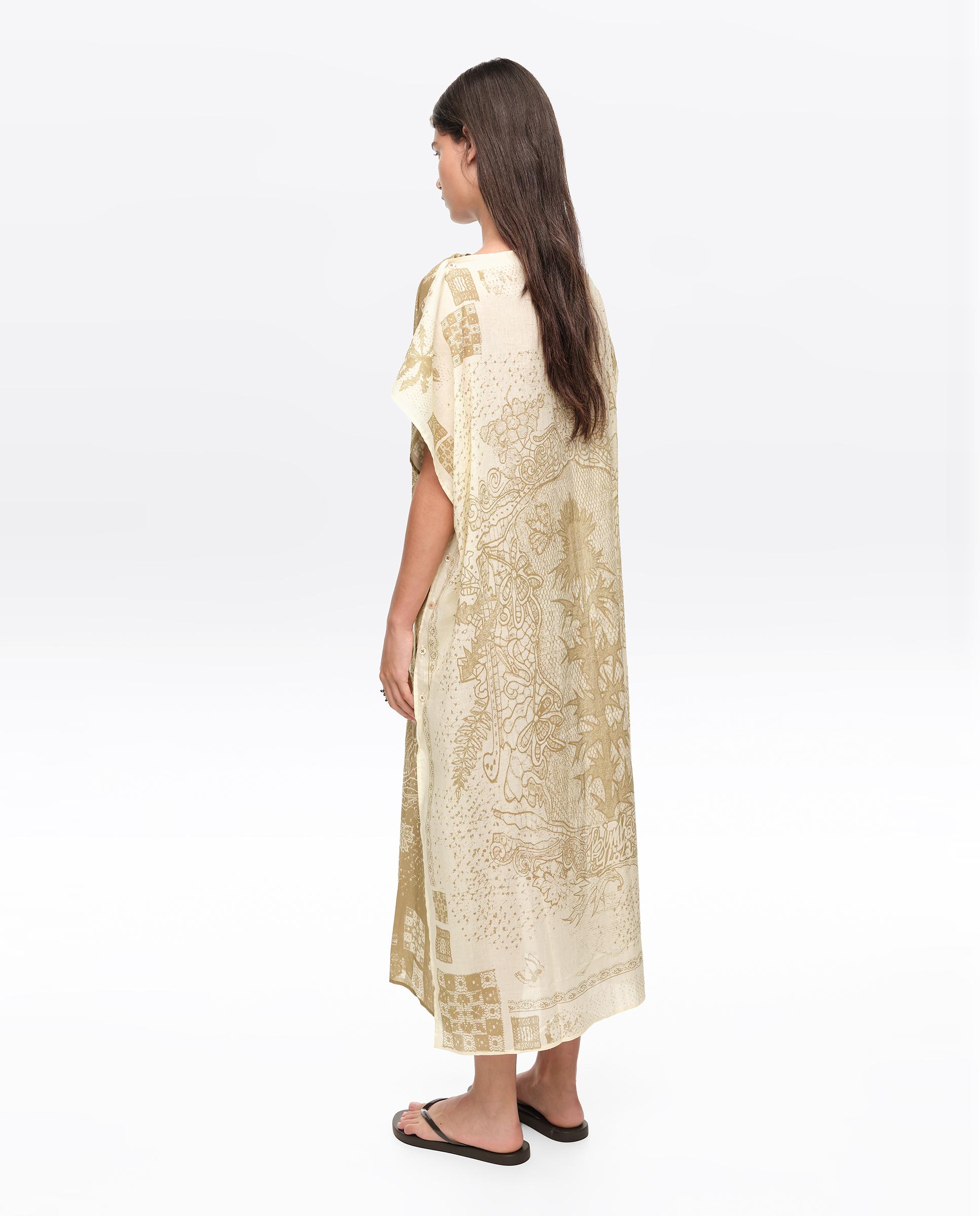 Vestido Midi com Corte Quadrado e Botões Laterais Verde-5