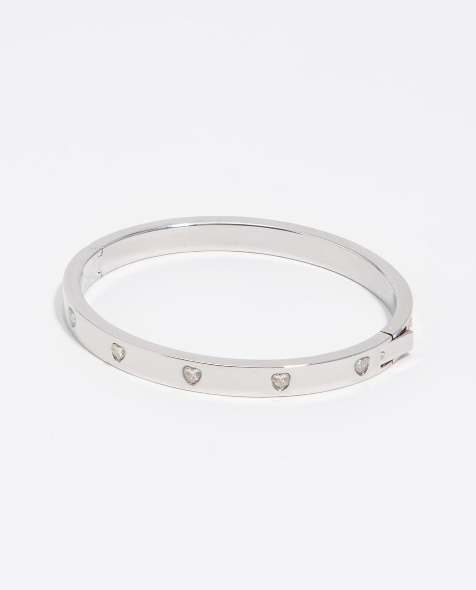 Imagem 0 de Pulseira Cristais Coração Prateada