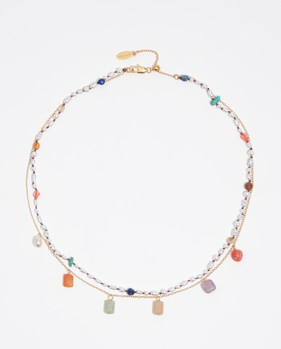 Imagem 0 de Colar Duplo de Pérolas e Pedras