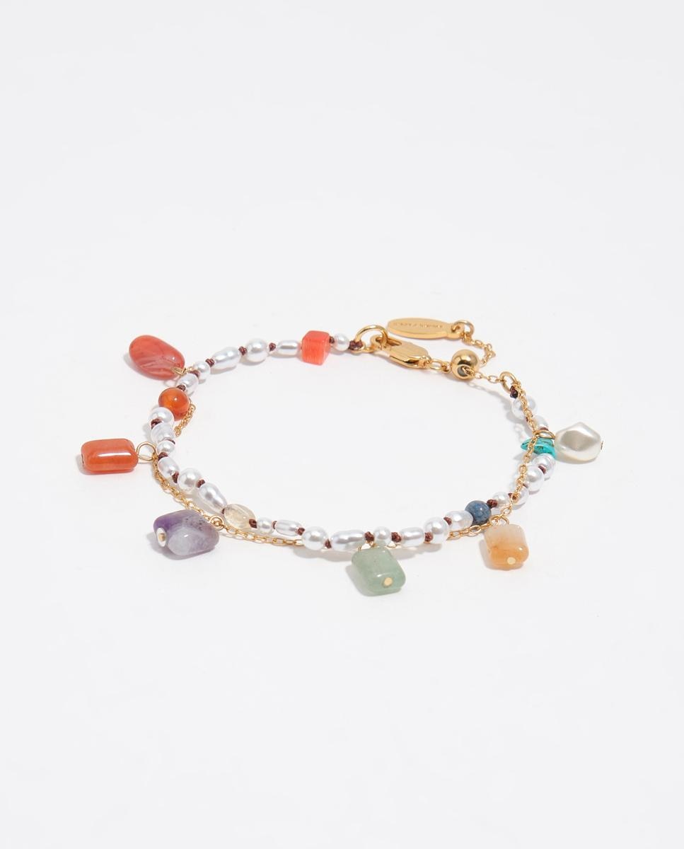 Imagem 0 de Pulseira Dupla de Pérolas e Pedras