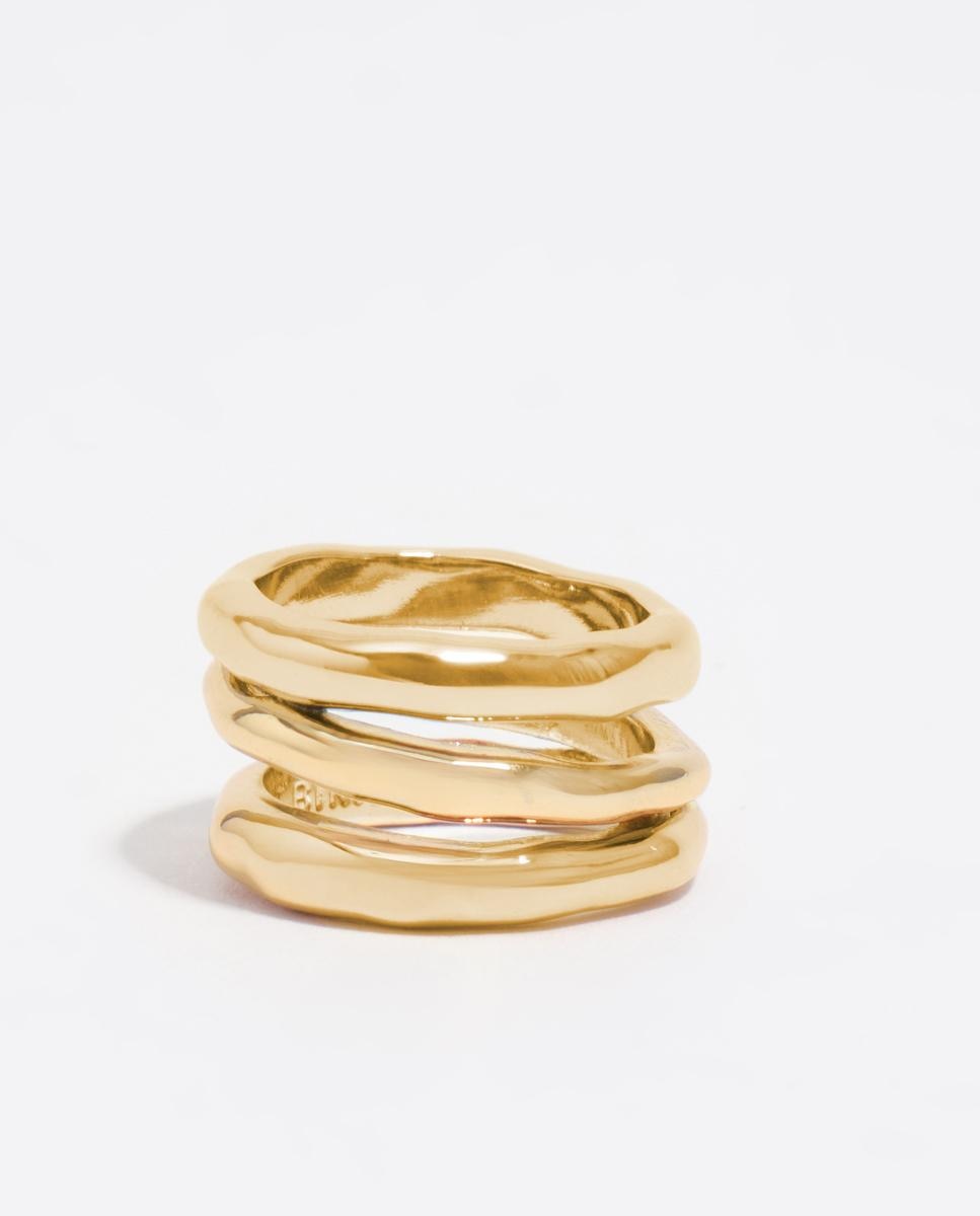 Anel de Três Tiras Dourado Dourado-1