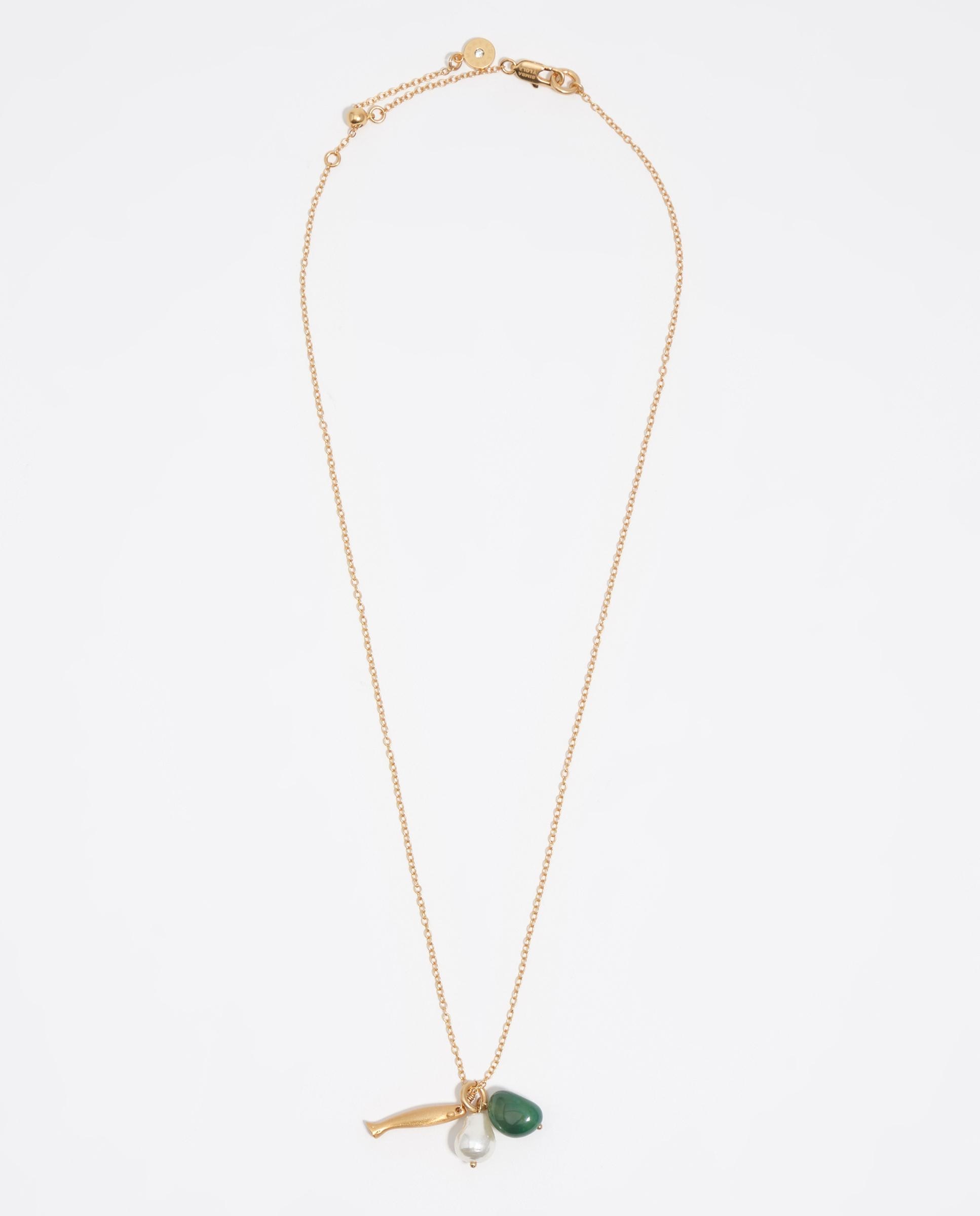 Imagem 0 de Colar Peixe e Pedra Dourado Envelhecido