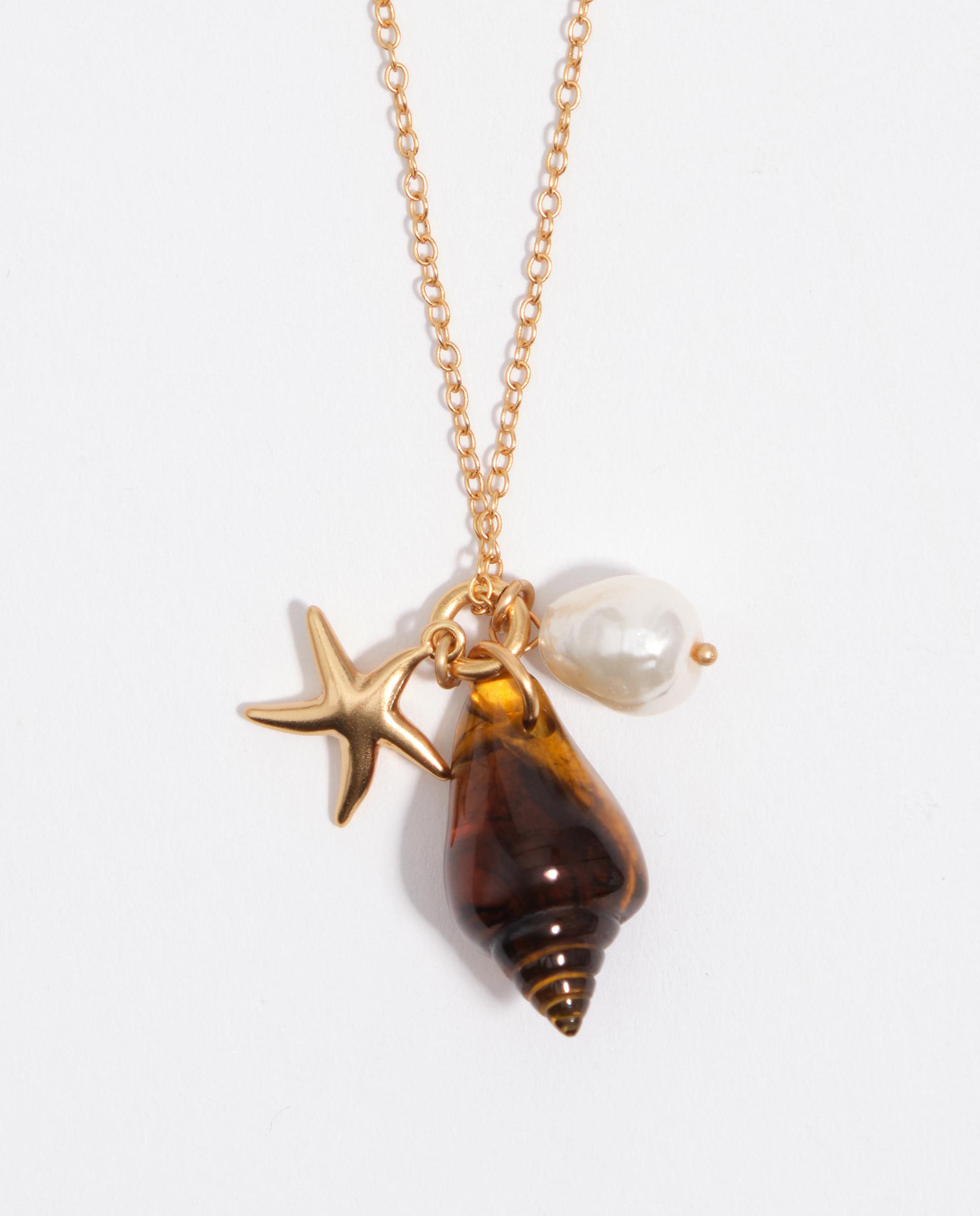 Colar Estrela e Caracola Envelhecido Âmbar-2