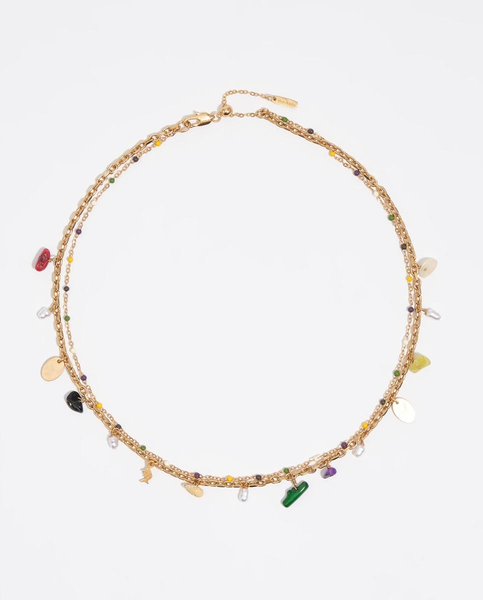 Imagem 0 de Colar Duplo com Corrente e Pedras