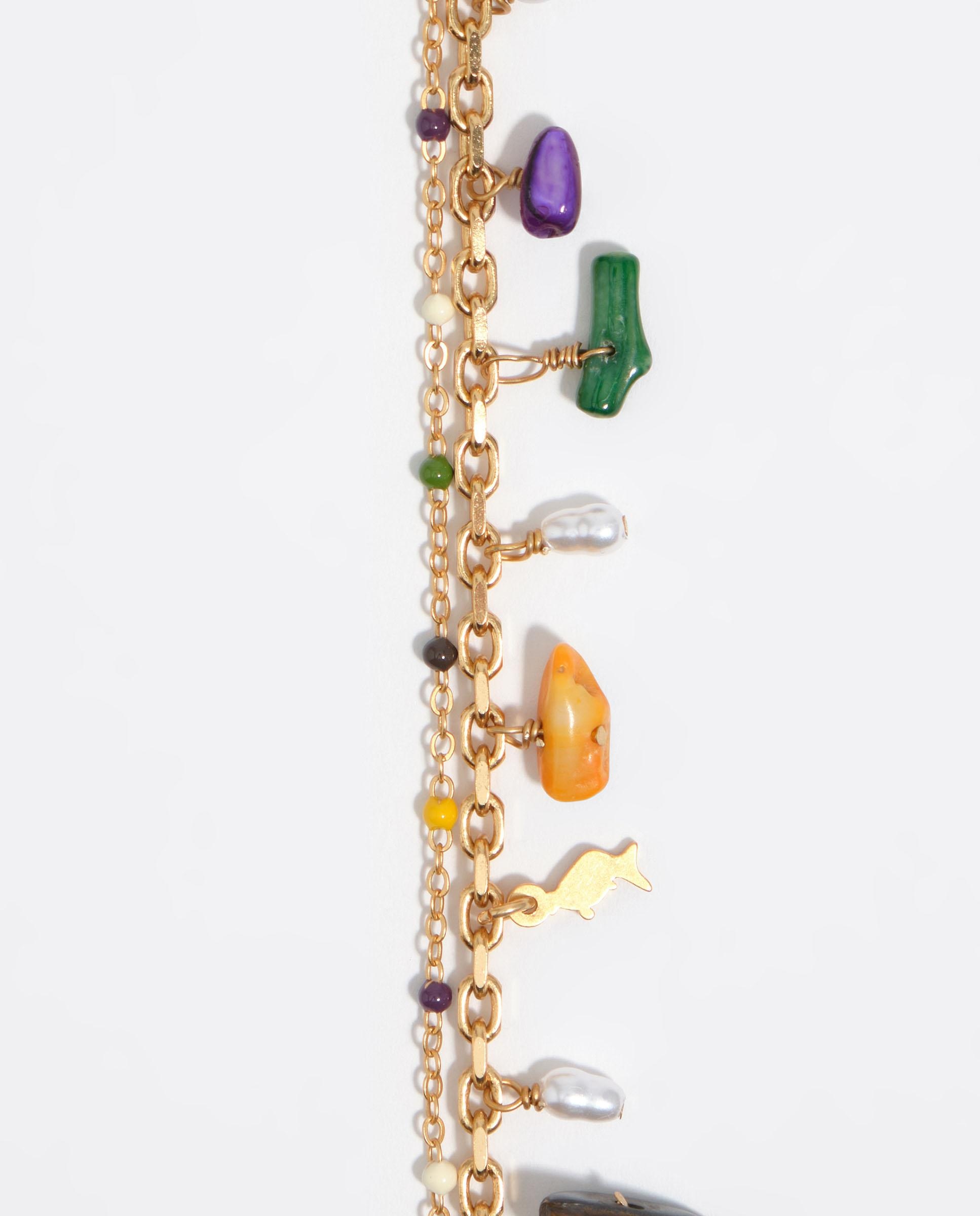 Pulseira Dupla com Pedras Dourado-2