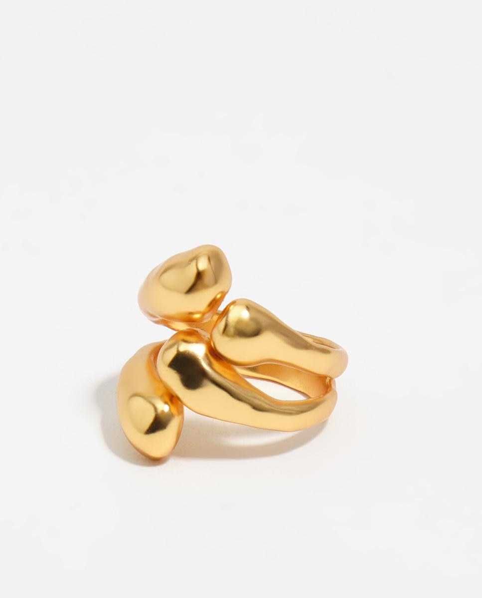 Imagem 0 de Anel Cruzado com Textura de Metal