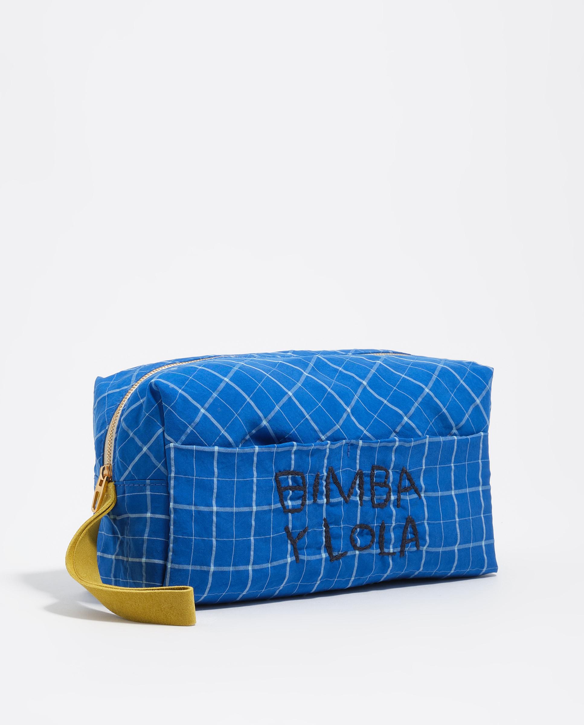 Necessaire Às Riscas com Bolso Azul-elétrico-2