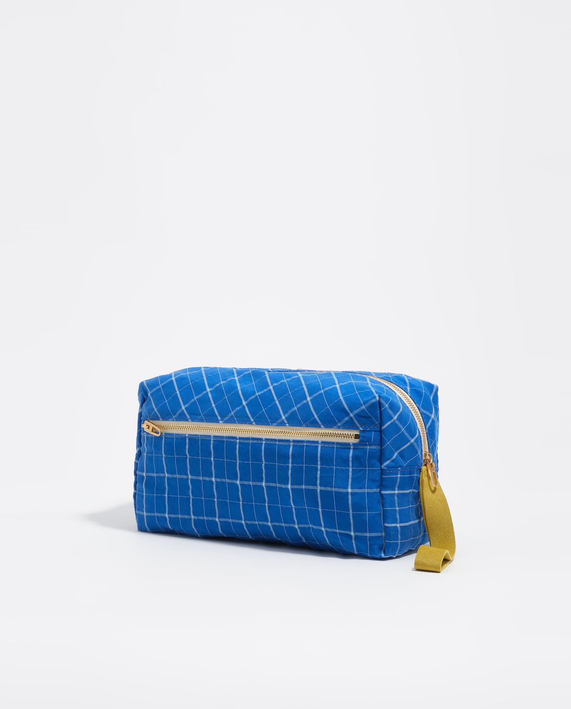 Necessaire Às Riscas com Bolso Azul-elétrico-6