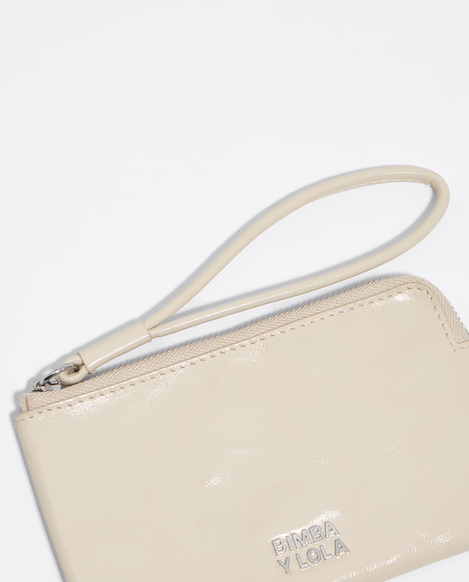 Porta-moedas de Pele com Fecho Zip Marfim-2