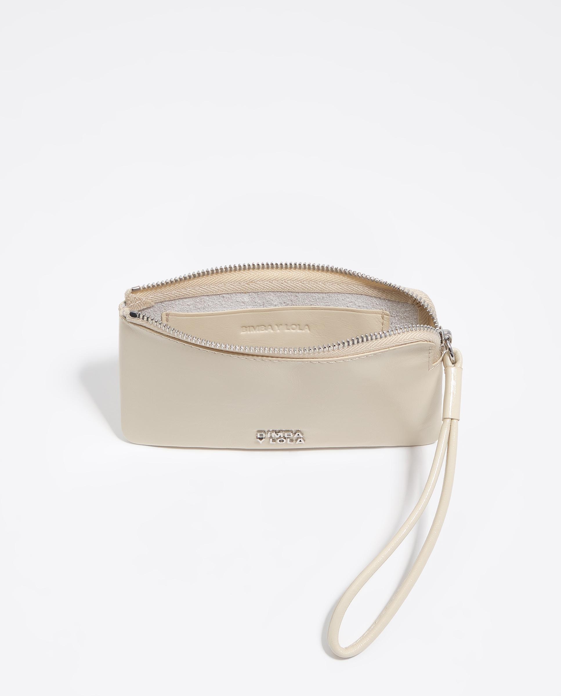 Porta-moedas de Pele com Fecho Zip Marfim-3