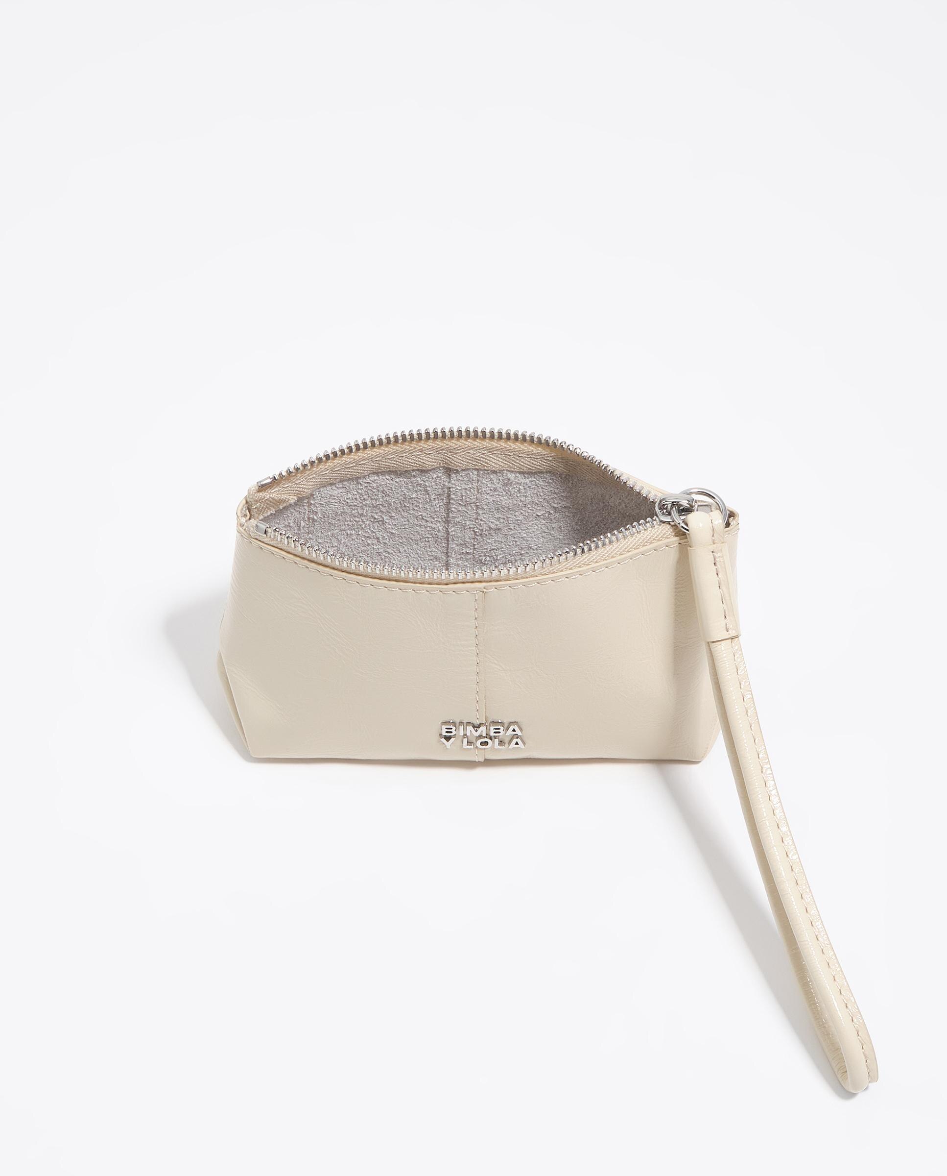 Porta-moedas de Pele com Fecho Zip Marfim-3