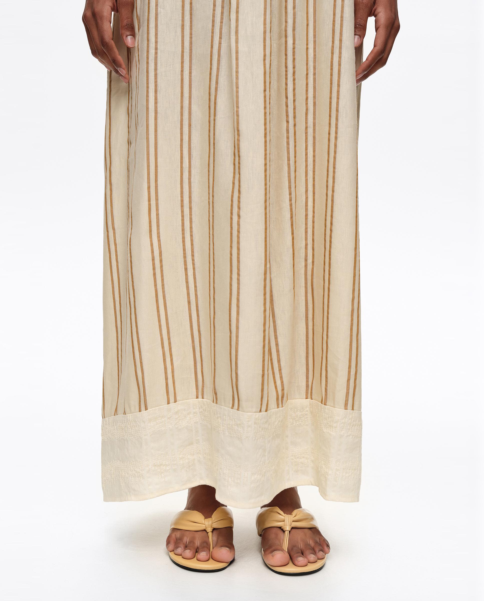 Vestido de Alças Finas Às Riscas Areia-3