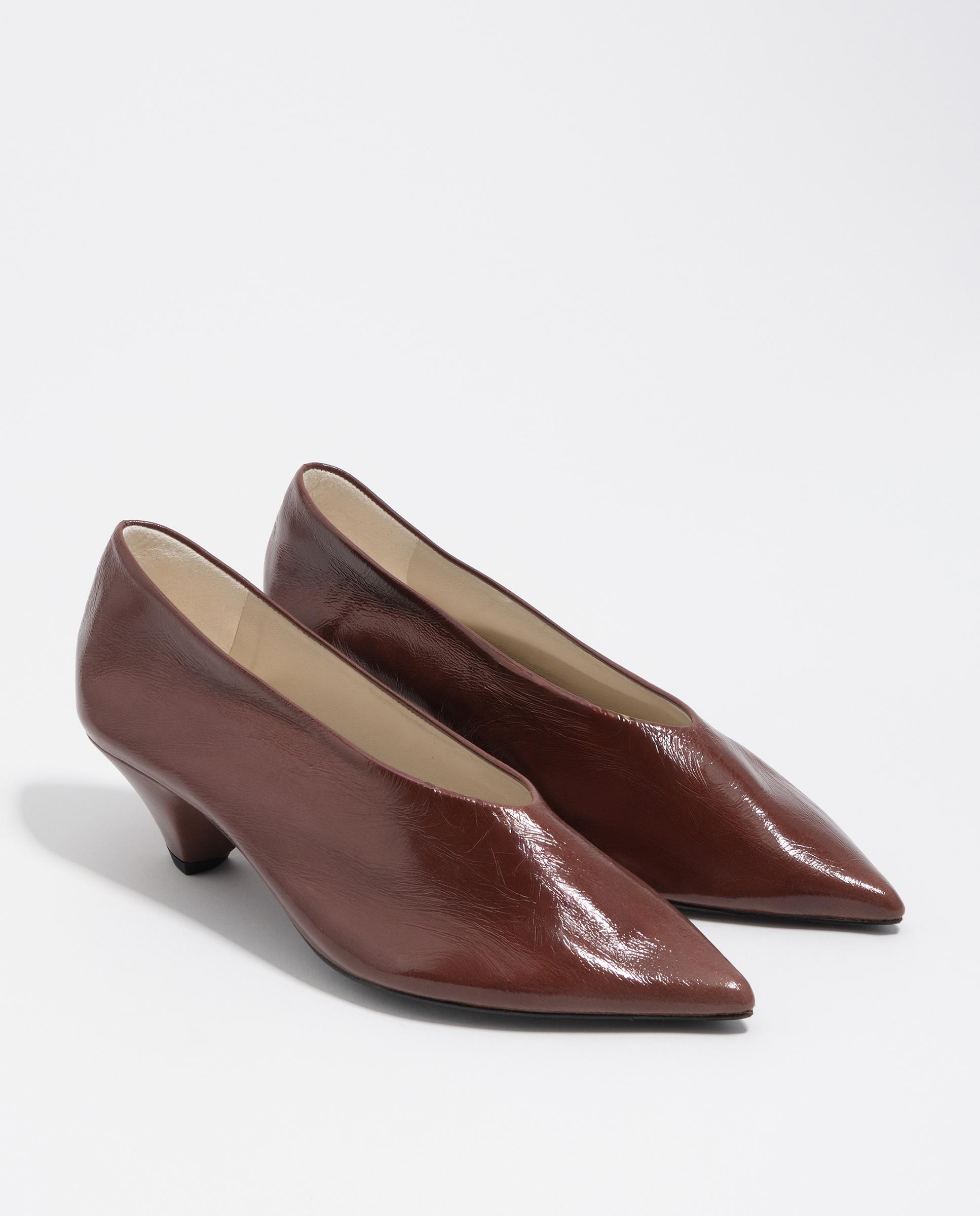 Sapatos de Salto Médio em Pele Bordeaux-2