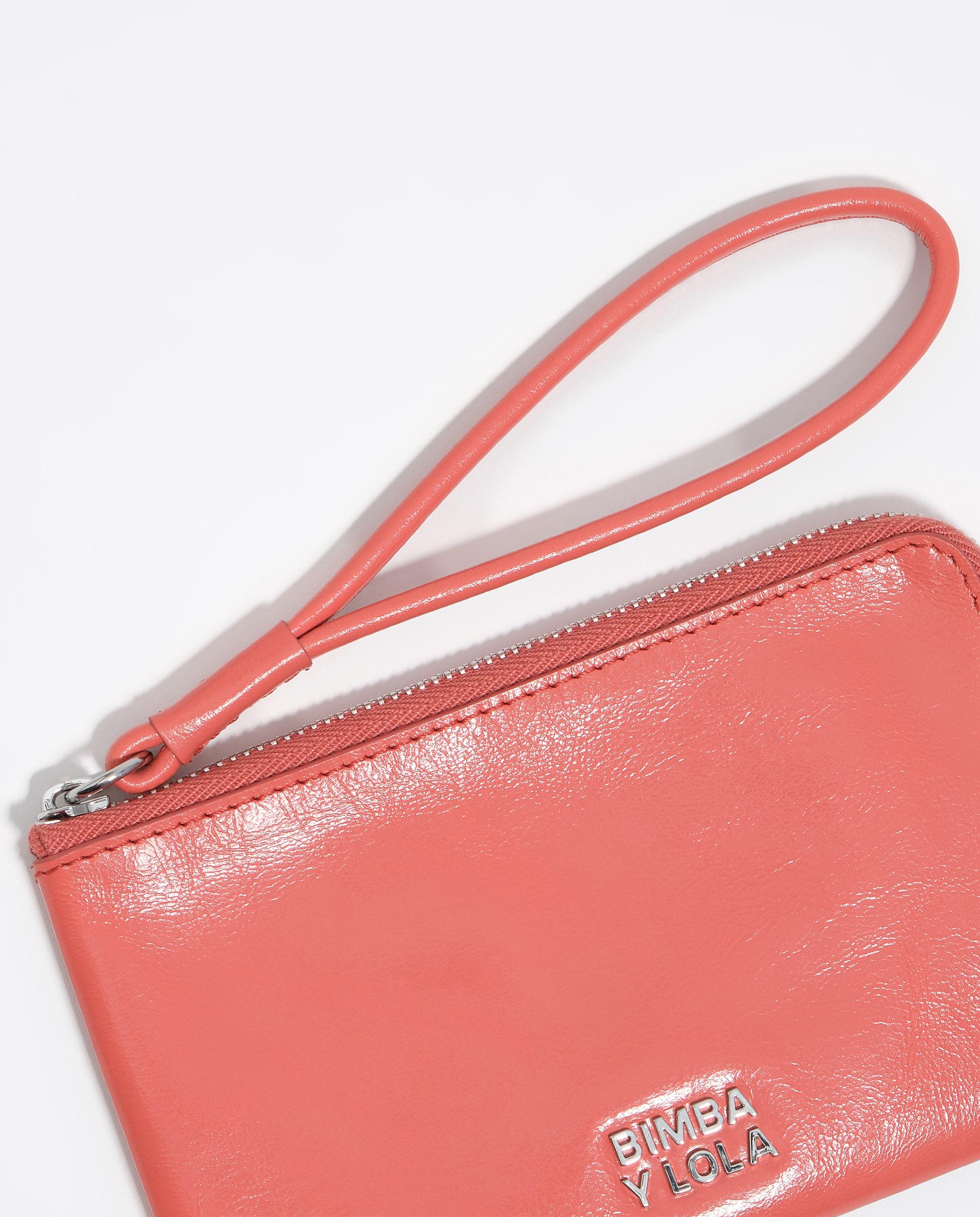 Porta-moedas de Pele com Fecho Zip Coral-2