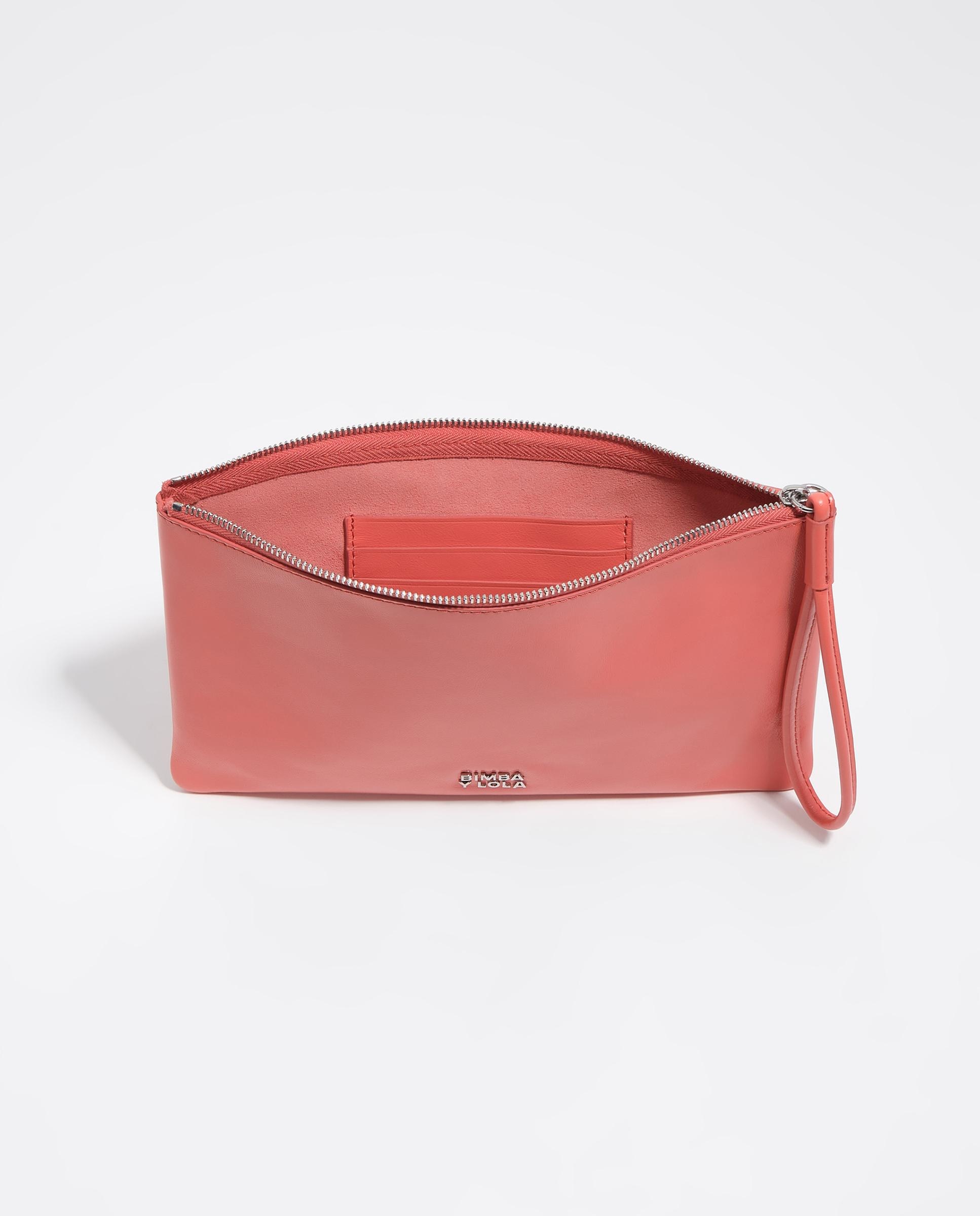Necessaire em Pele com Fecho Zip Coral-3