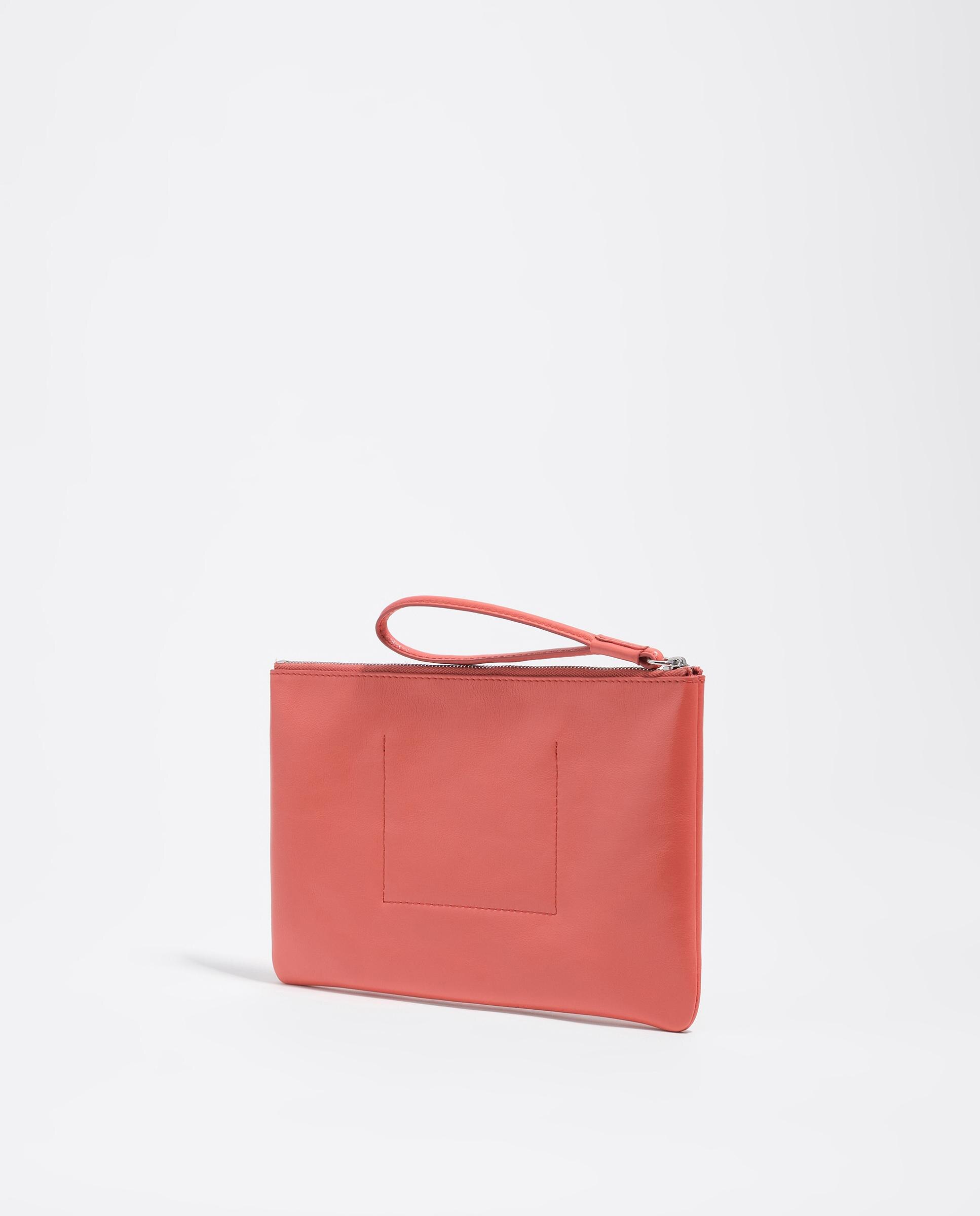 Necessaire em Pele com Fecho Zip Coral-4