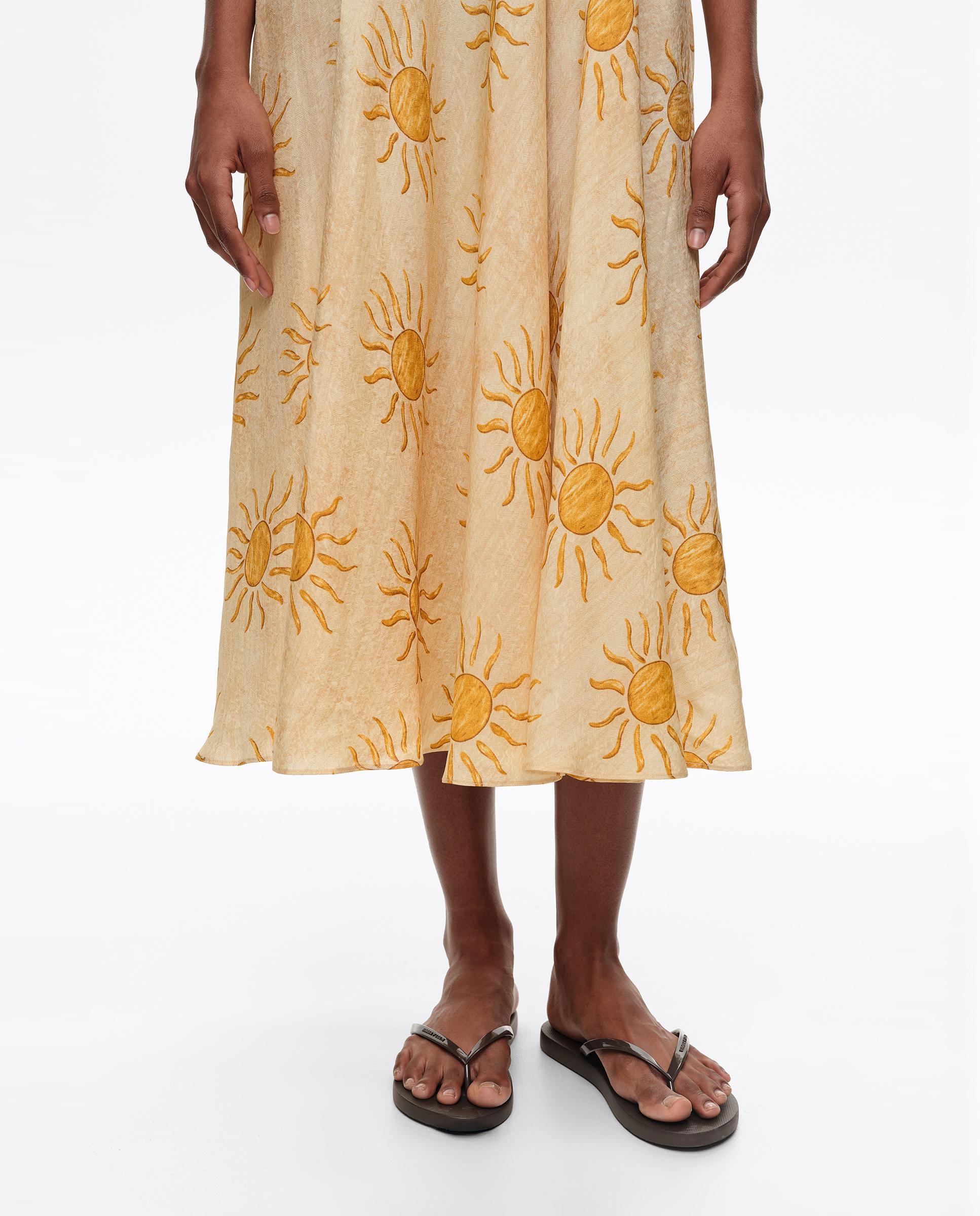 Vestido com Pregas Linha a Bimba By The South Amarelo-3