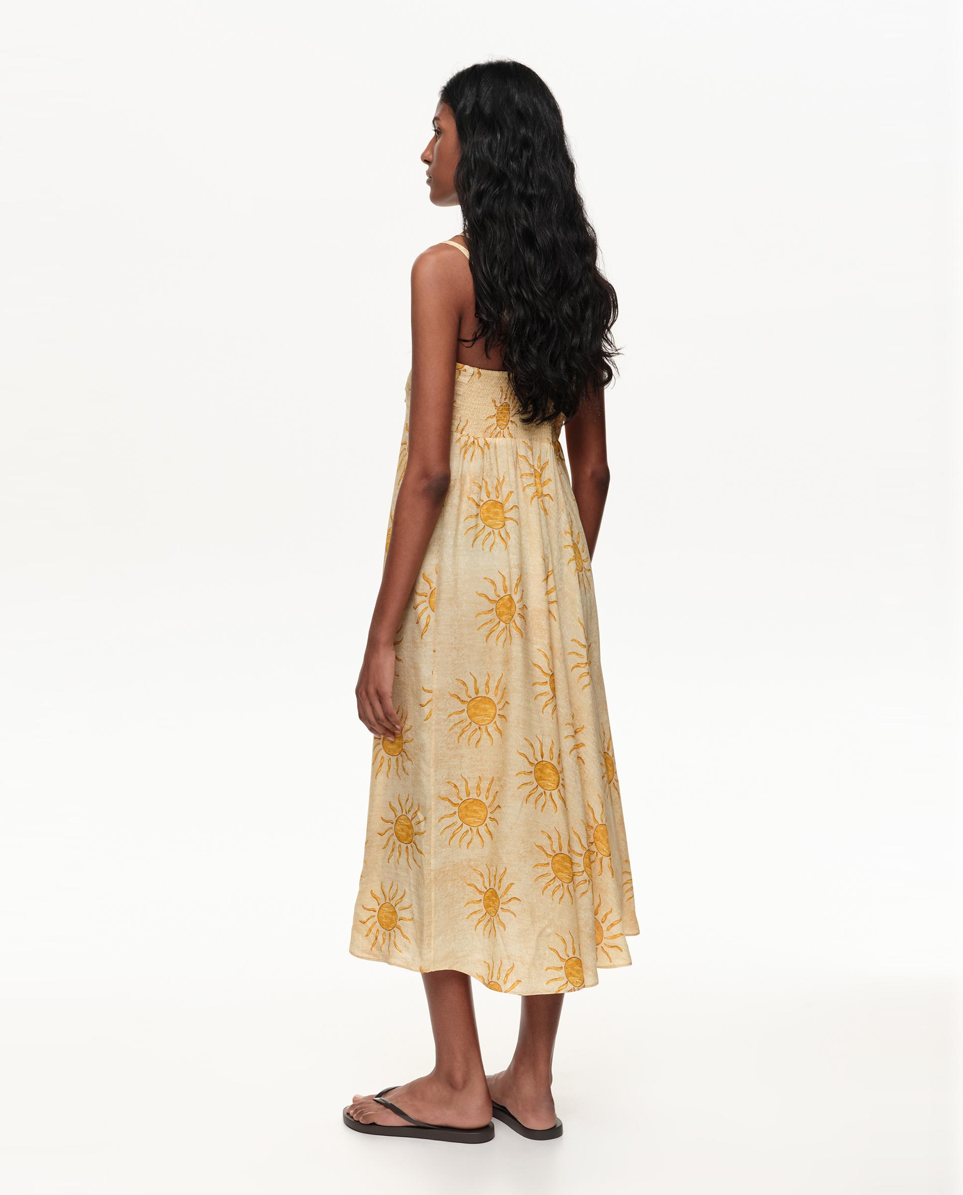 Vestido com Pregas Linha a Bimba By The South Amarelo-5