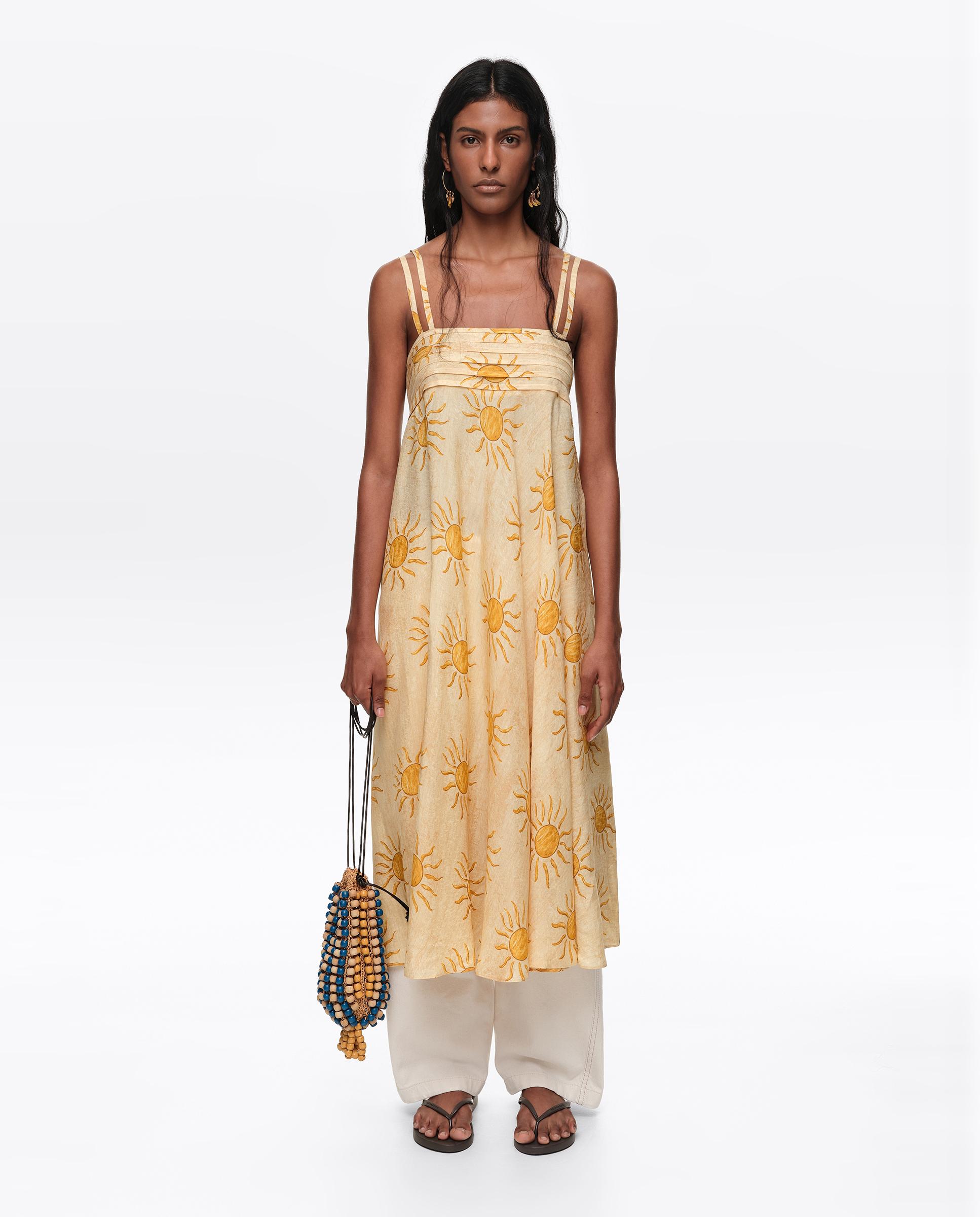 Vestido com Pregas Linha a Bimba By The South Amarelo-7
