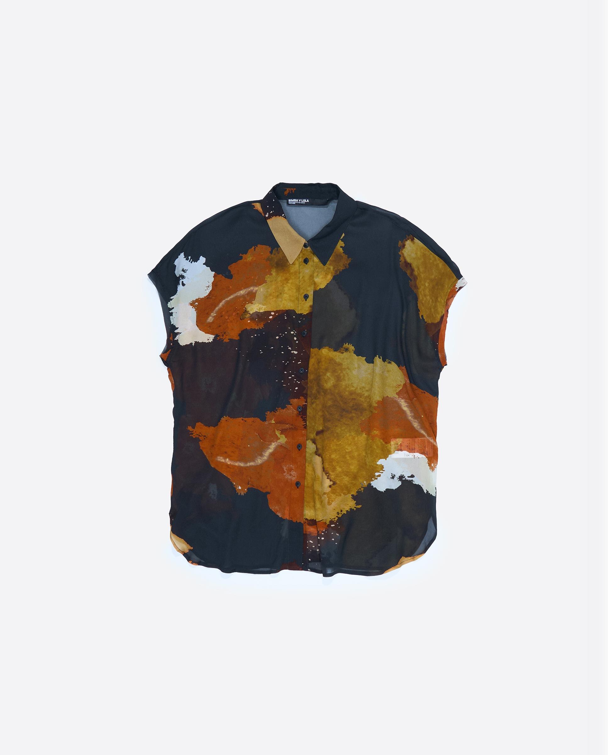 Camisa com Manga Fluida Blot Preto-5