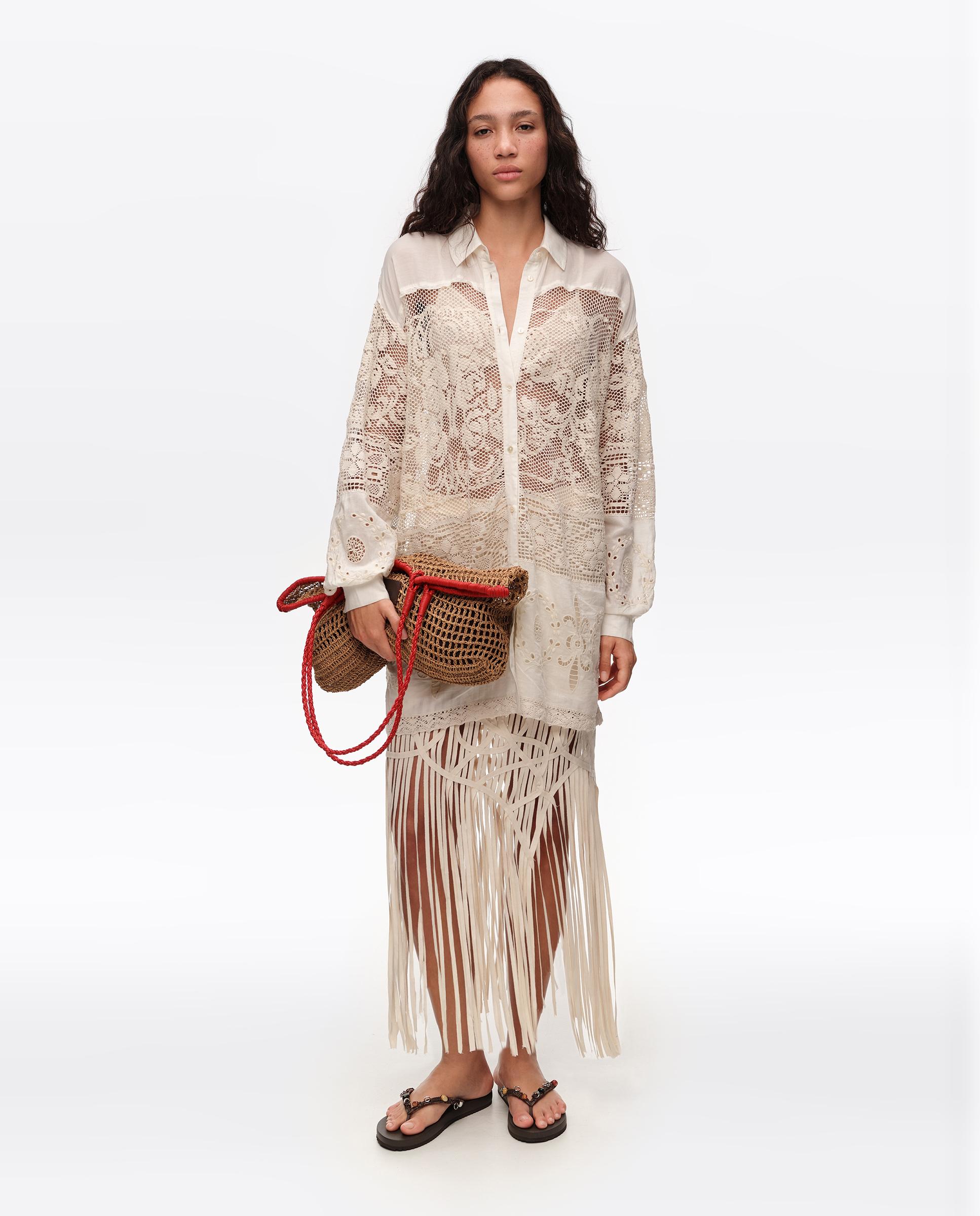 Mala de Ombro Shopper Grande Efeito Ráfia Natural-2