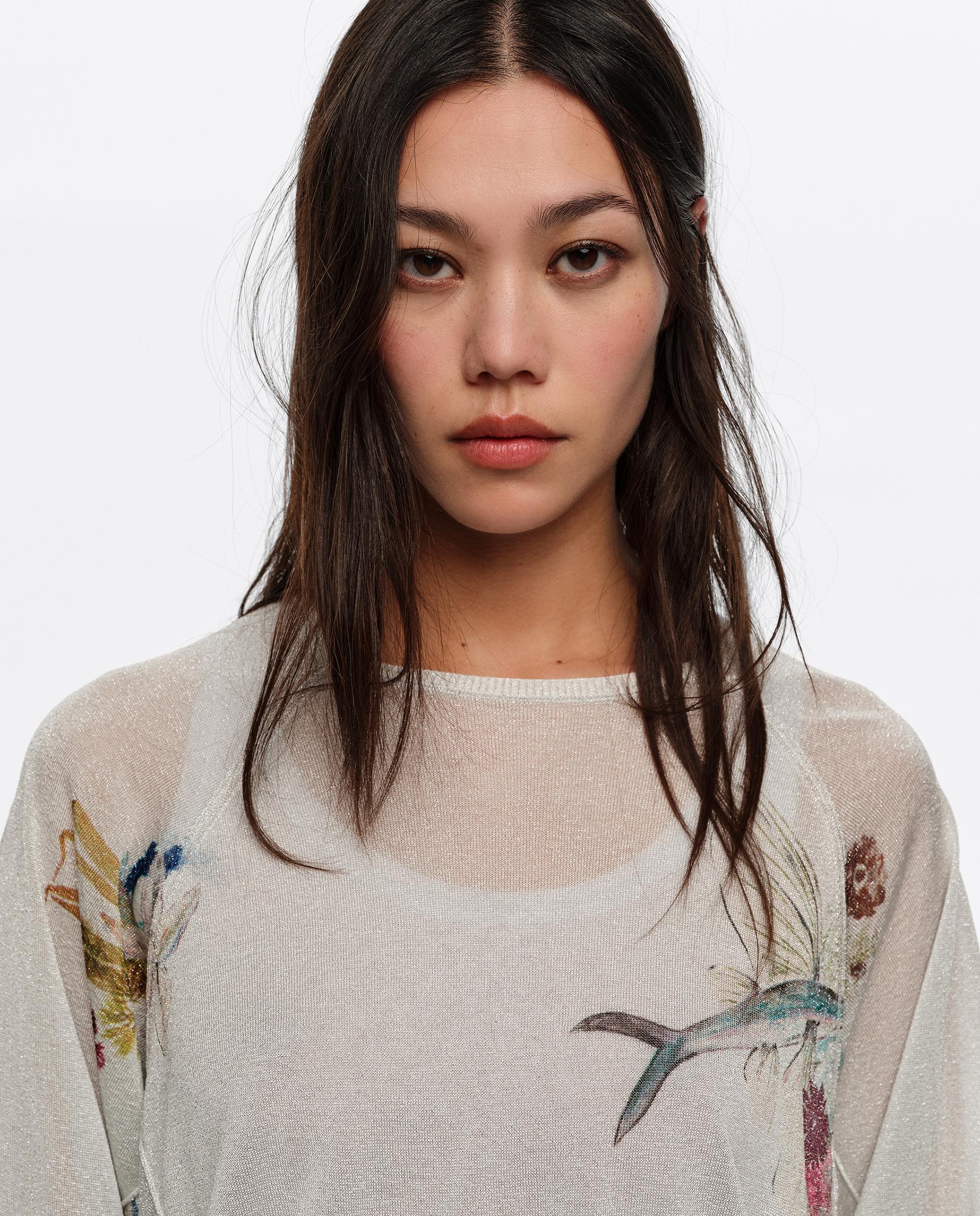 Camisola de Manga Comprida com Estampados Branco-2