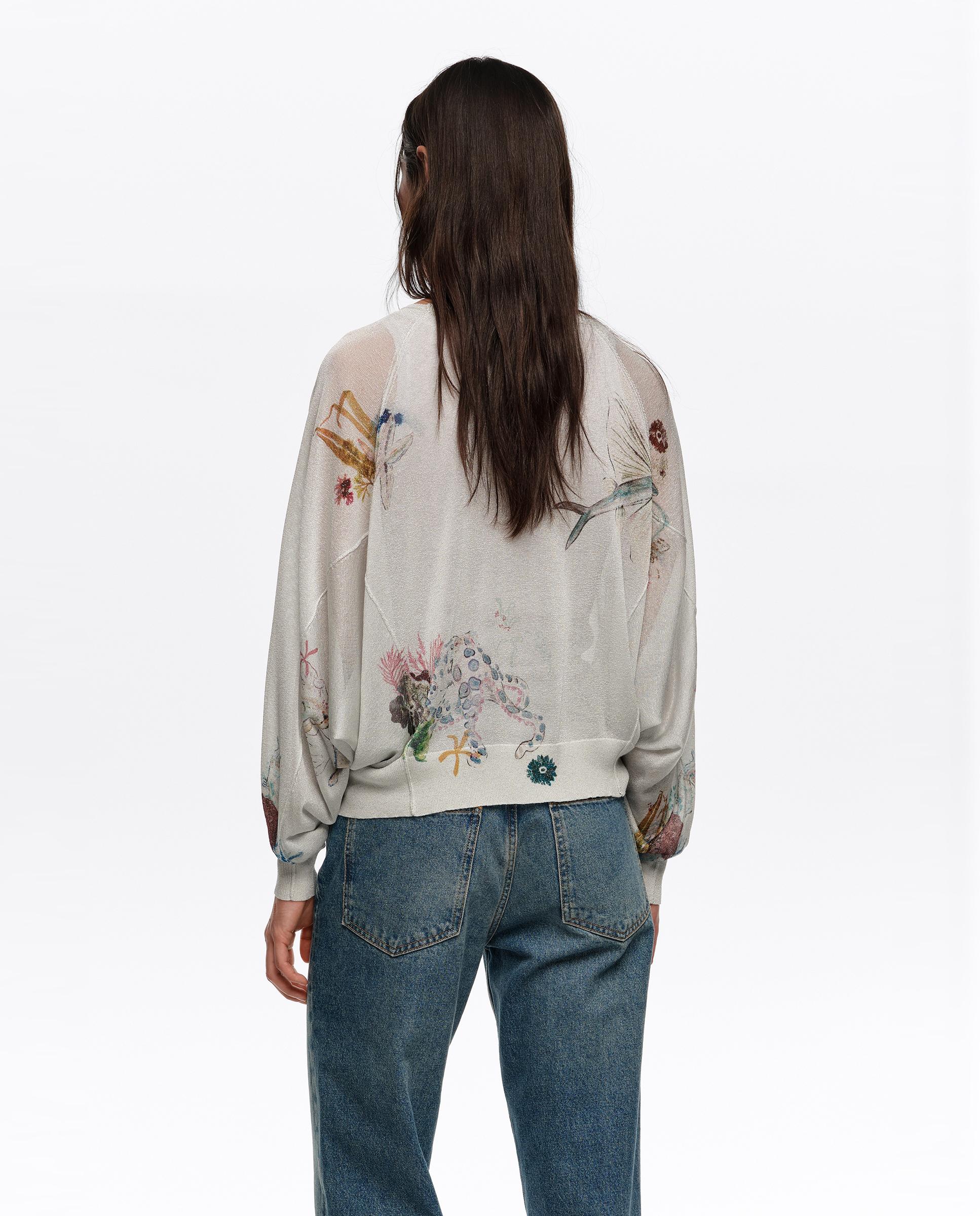 Camisola de Manga Comprida com Estampados Branco-4