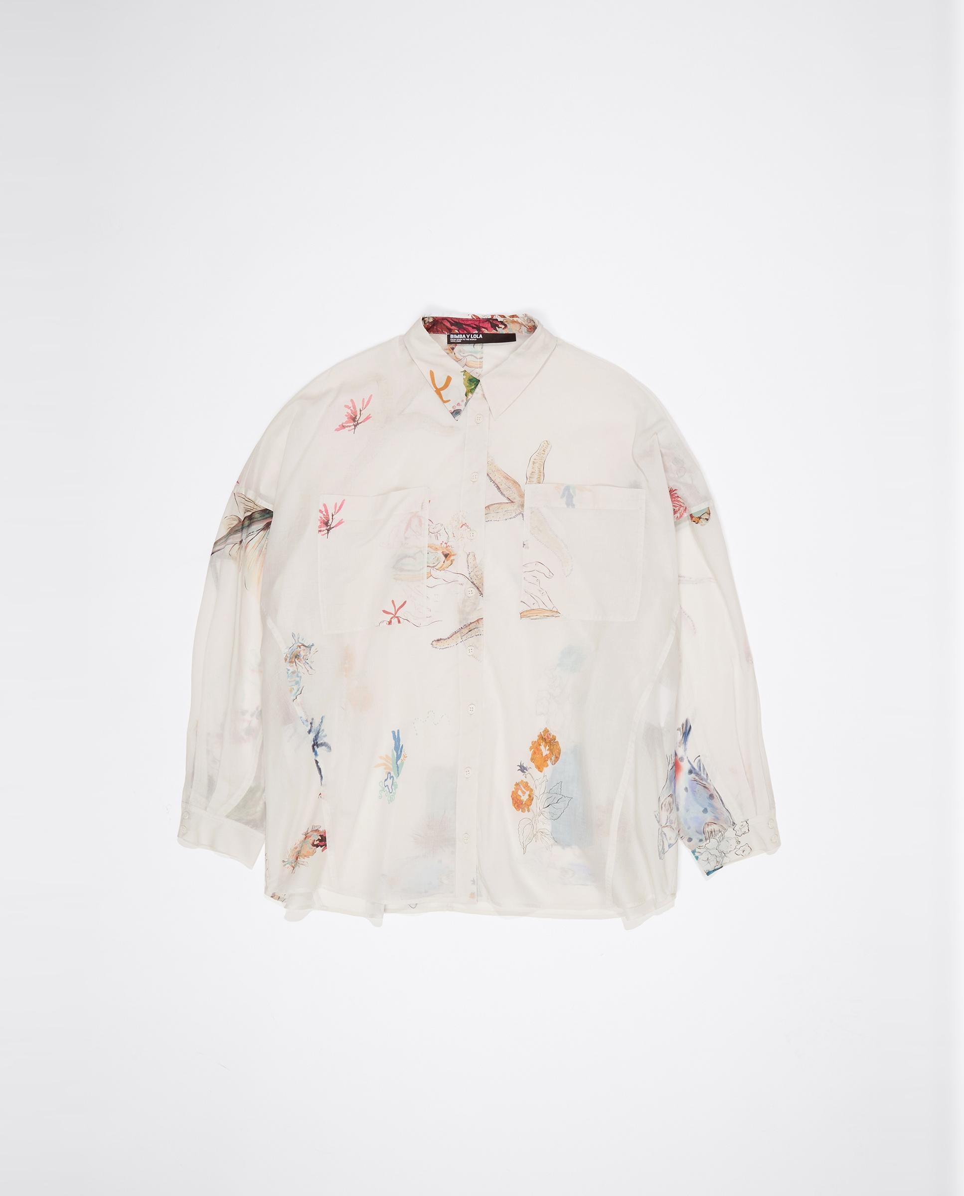 Camisa em Algodão 100% de Manga Comprida Cru-5